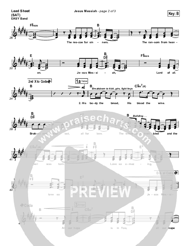 Jesus Messiah Lead Sheet (SAT) (Chris Tomlin)
