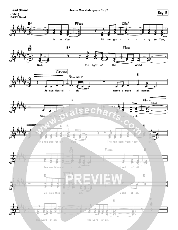 Jesus Messiah Lead Sheet (SAT) (Chris Tomlin)