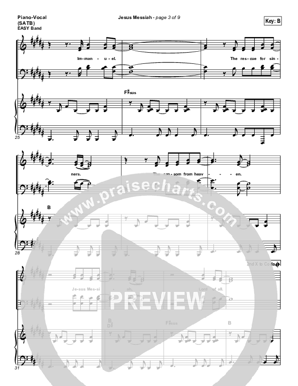 Jesus Messiah Piano/Vocal (SATB) (Chris Tomlin)