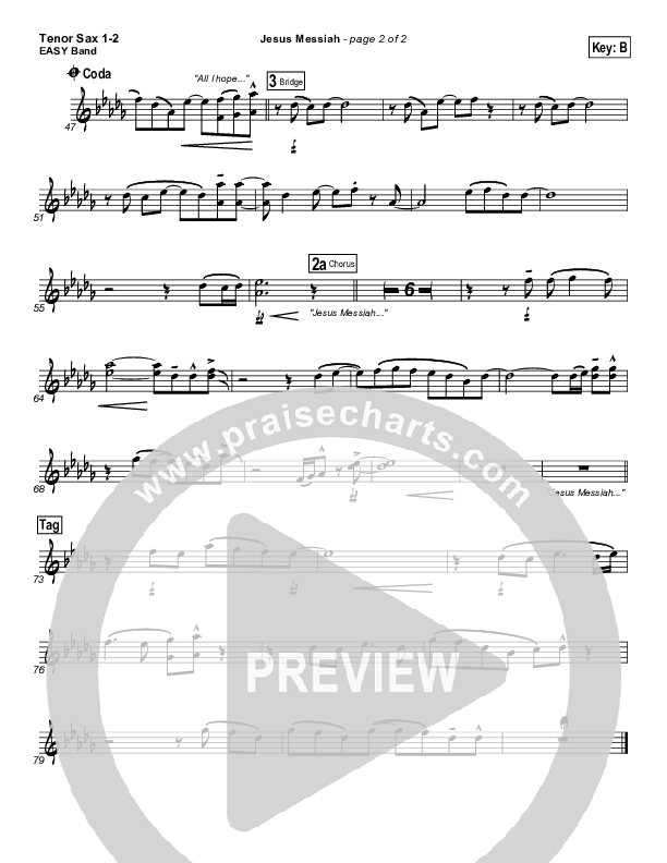 Jesus Messiah Tenor Sax 1/2 (Chris Tomlin)