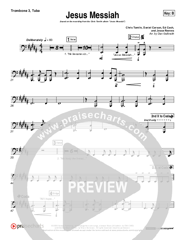 Jesus Messiah Trombone 3/Tuba (Chris Tomlin)