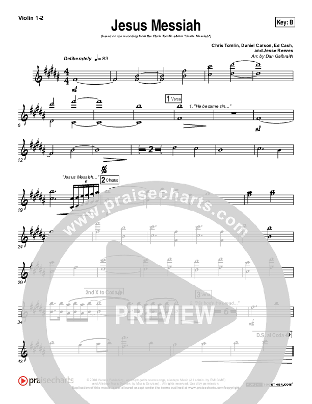Jesus Messiah Violin 1/2 (Chris Tomlin)
