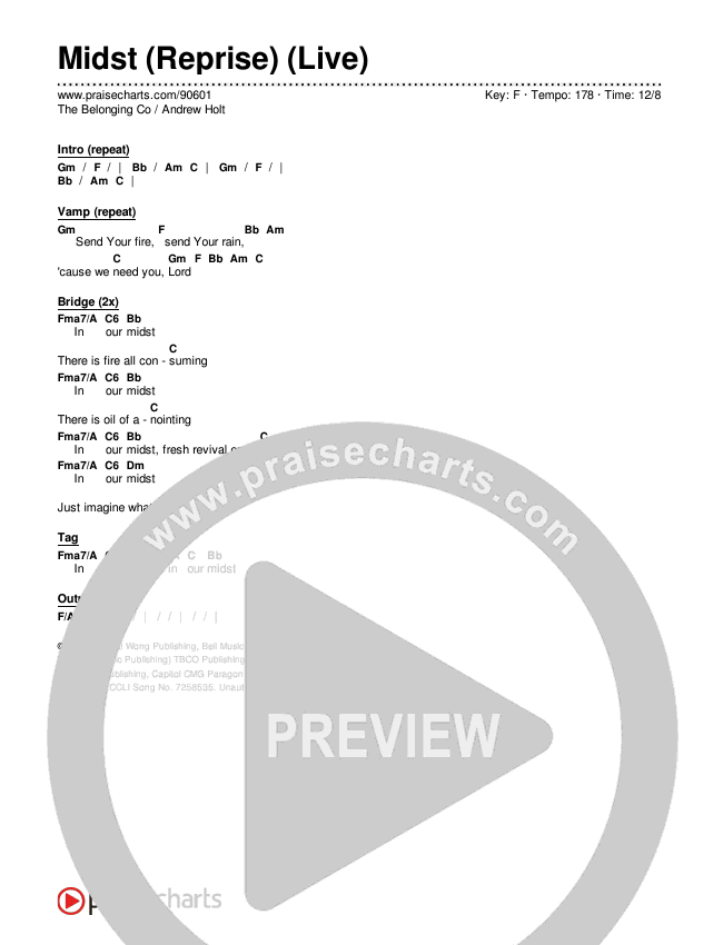 Midst (Reprise) (Live) Chords & Lyrics (The Belonging Co / Andrew Holt)