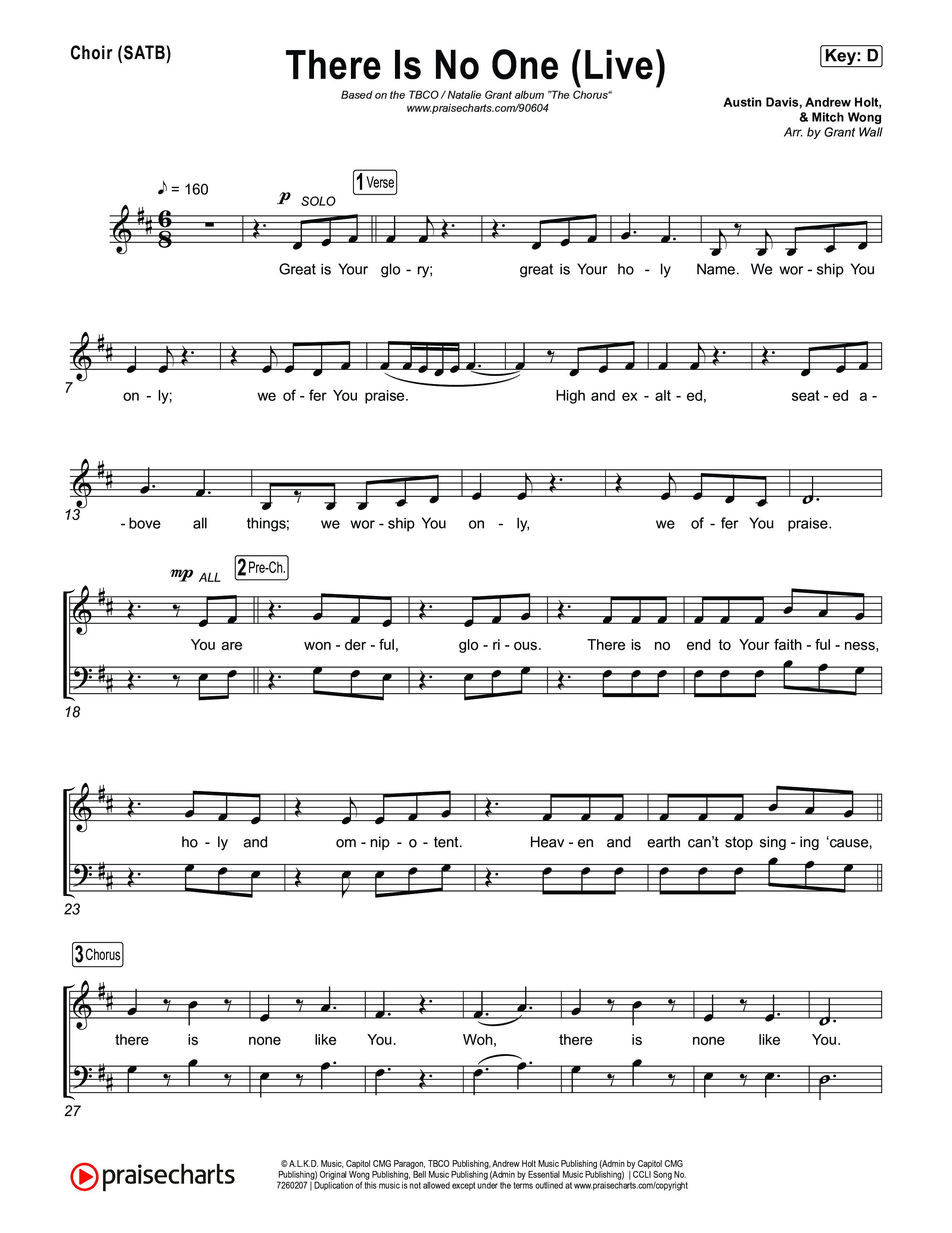 There Is No One (Live) Choir Sheet (SATB) (The Belonging Co / Natalie Grant)