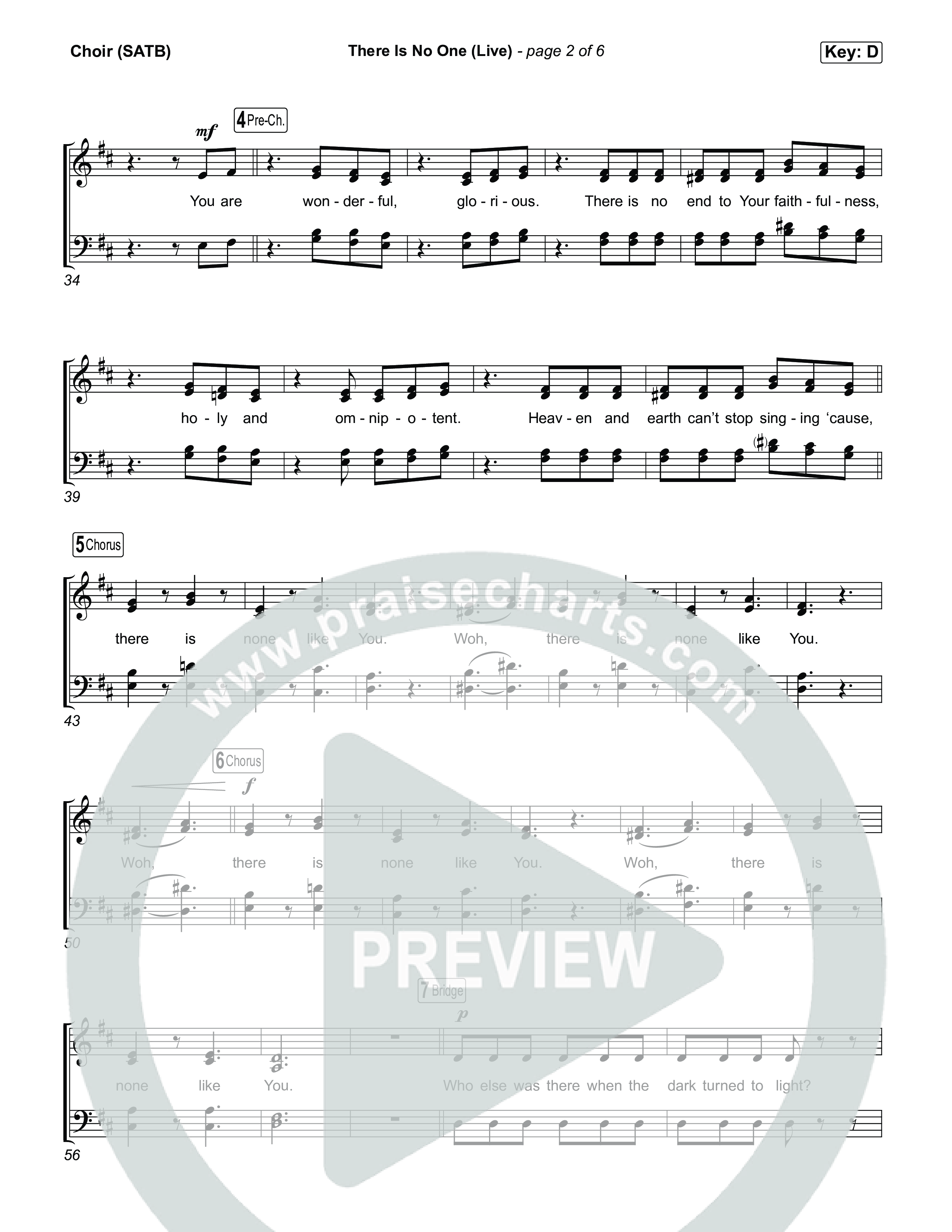 There Is No One (Live) Choir Sheet (SATB) (The Belonging Co / Natalie Grant)
