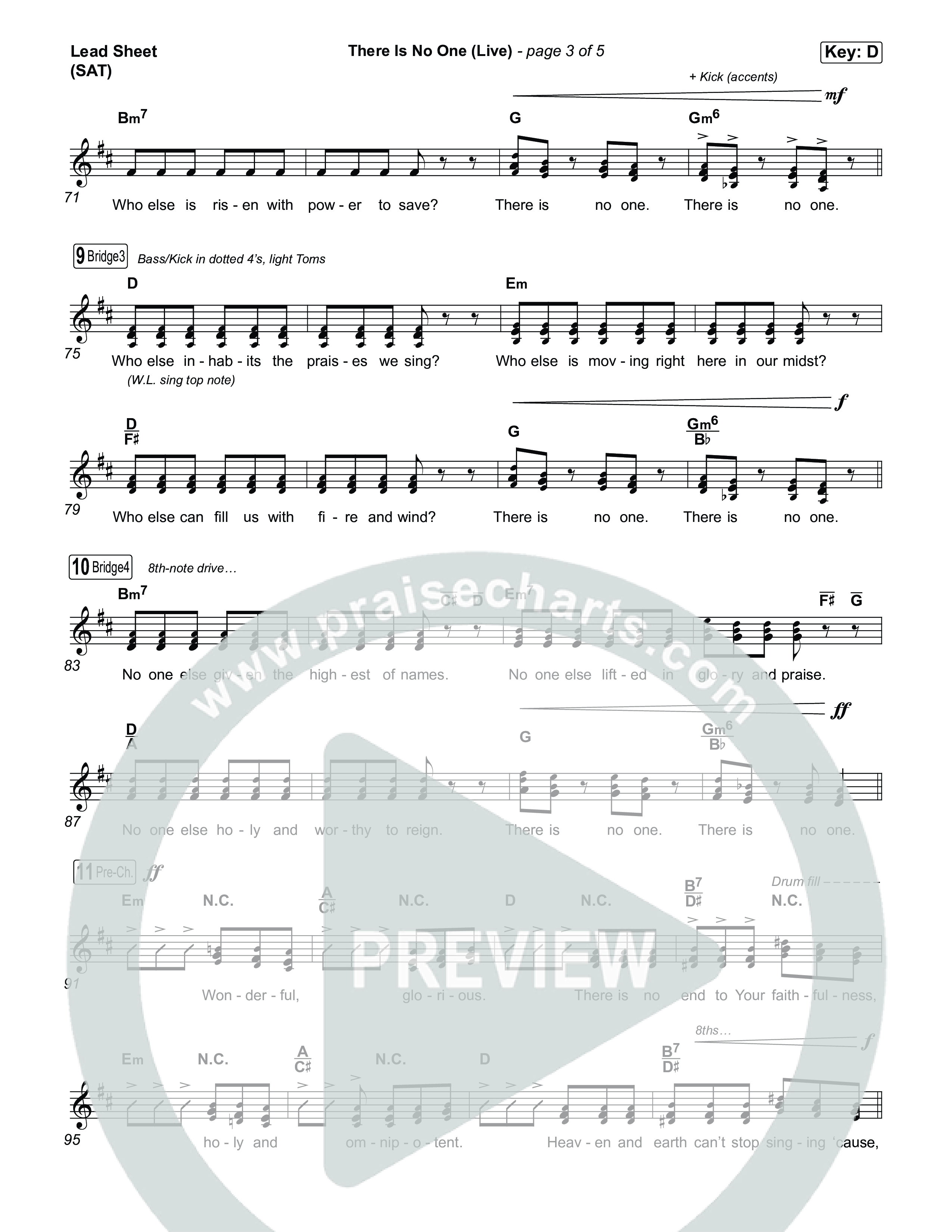 There Is No One (Live) Lead Sheet (SAT) (The Belonging Co / Natalie Grant)