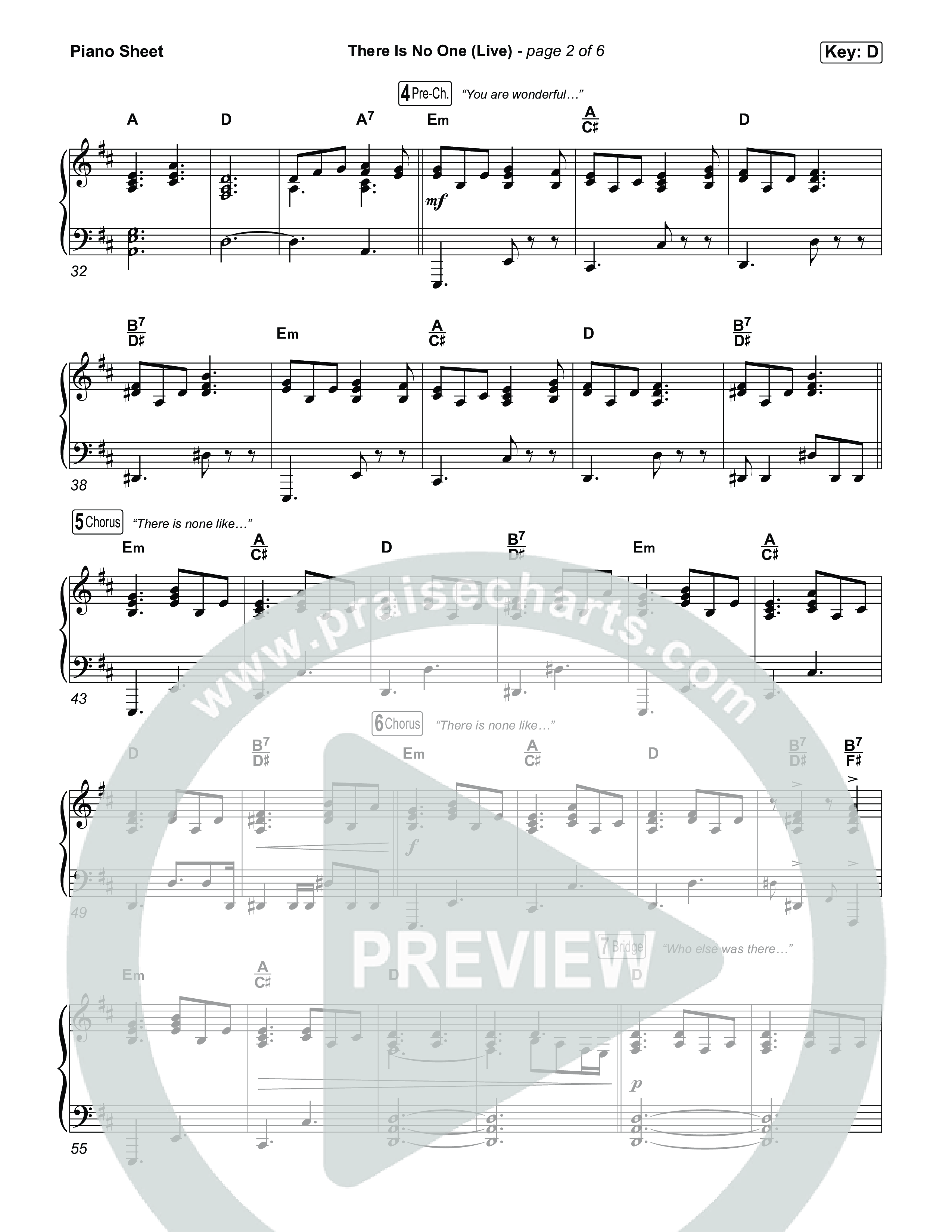 There Is No One (Live) Piano Sheet (The Belonging Co / Natalie Grant)