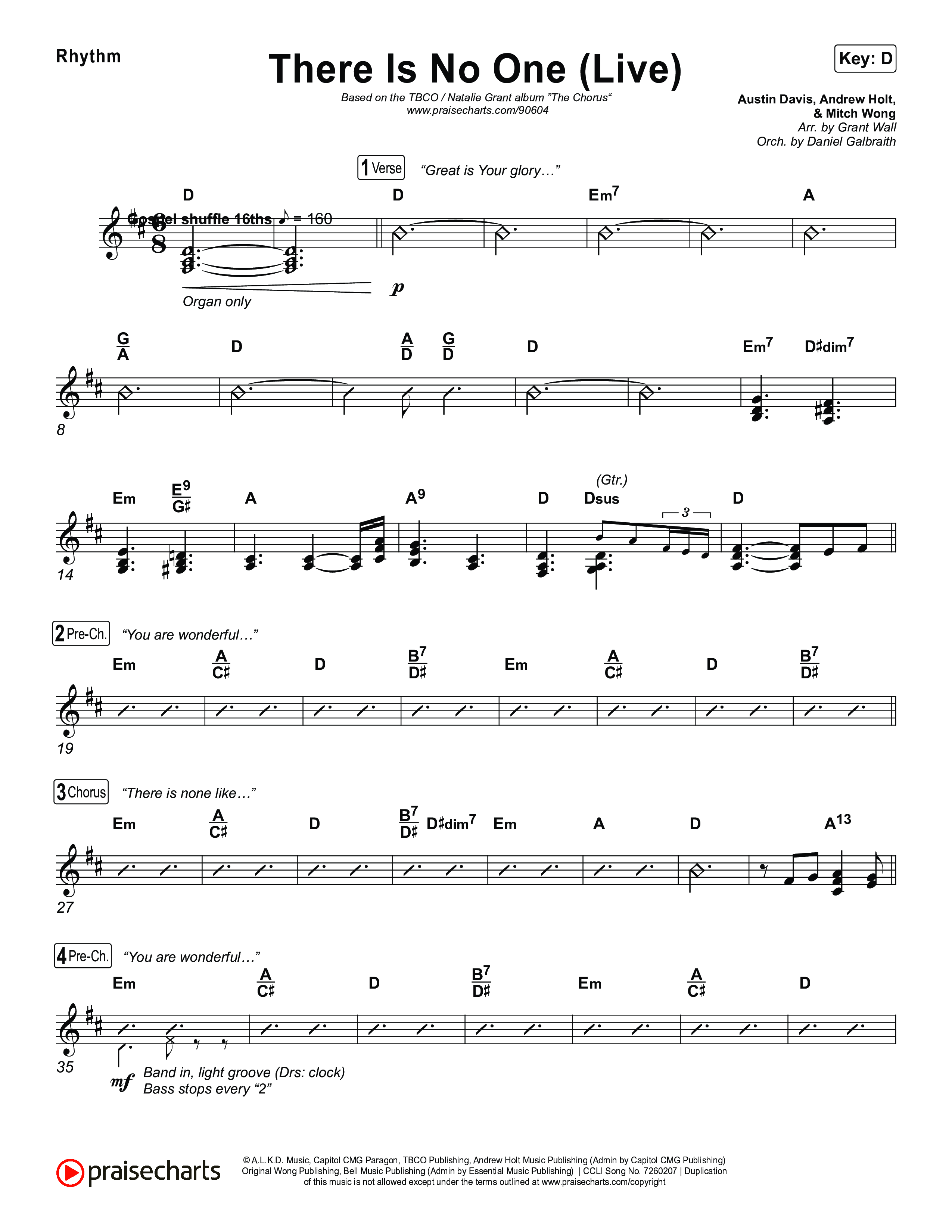 There Is No One (Live) Rhythm Chart (The Belonging Co / Natalie Grant)