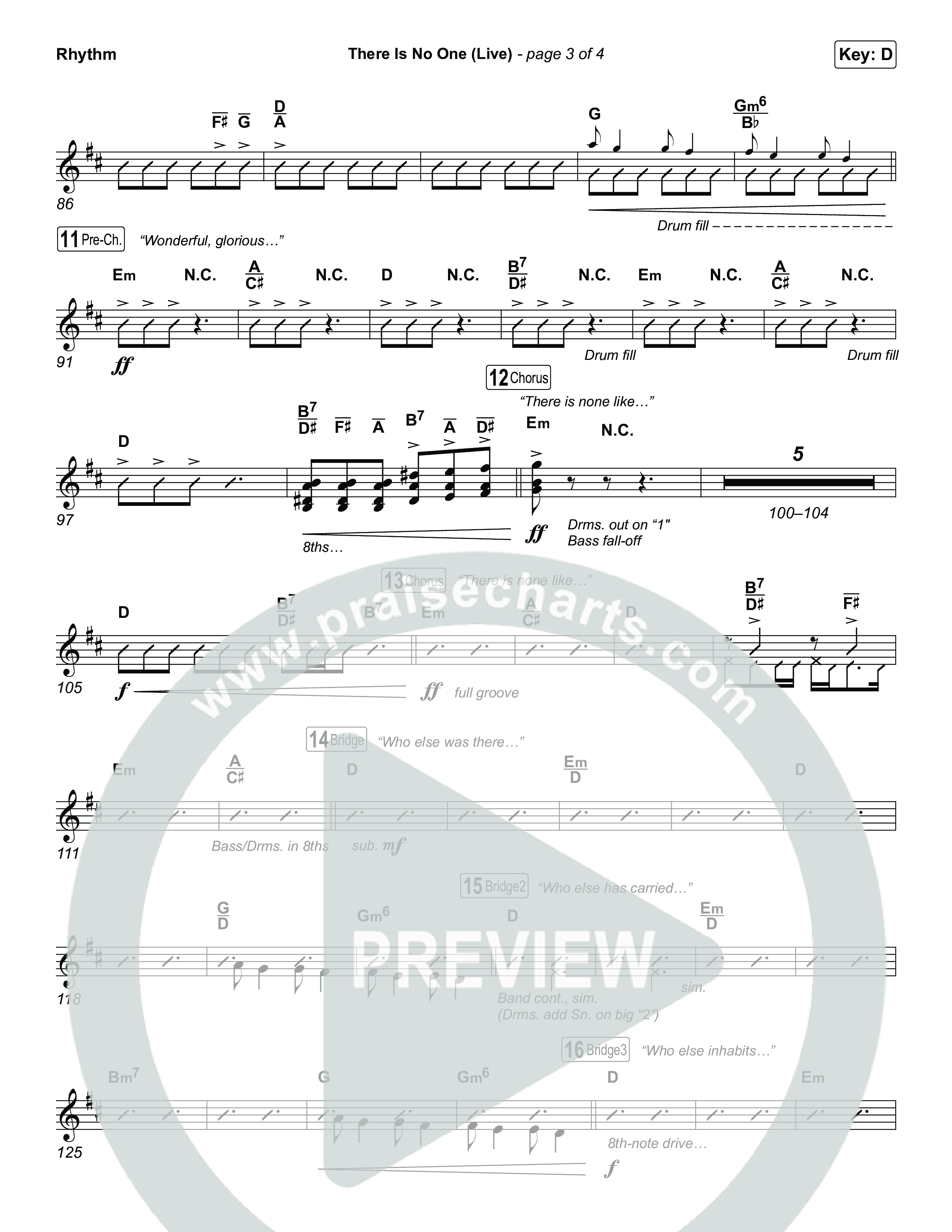There Is No One (Live) Rhythm Chart (The Belonging Co / Natalie Grant)