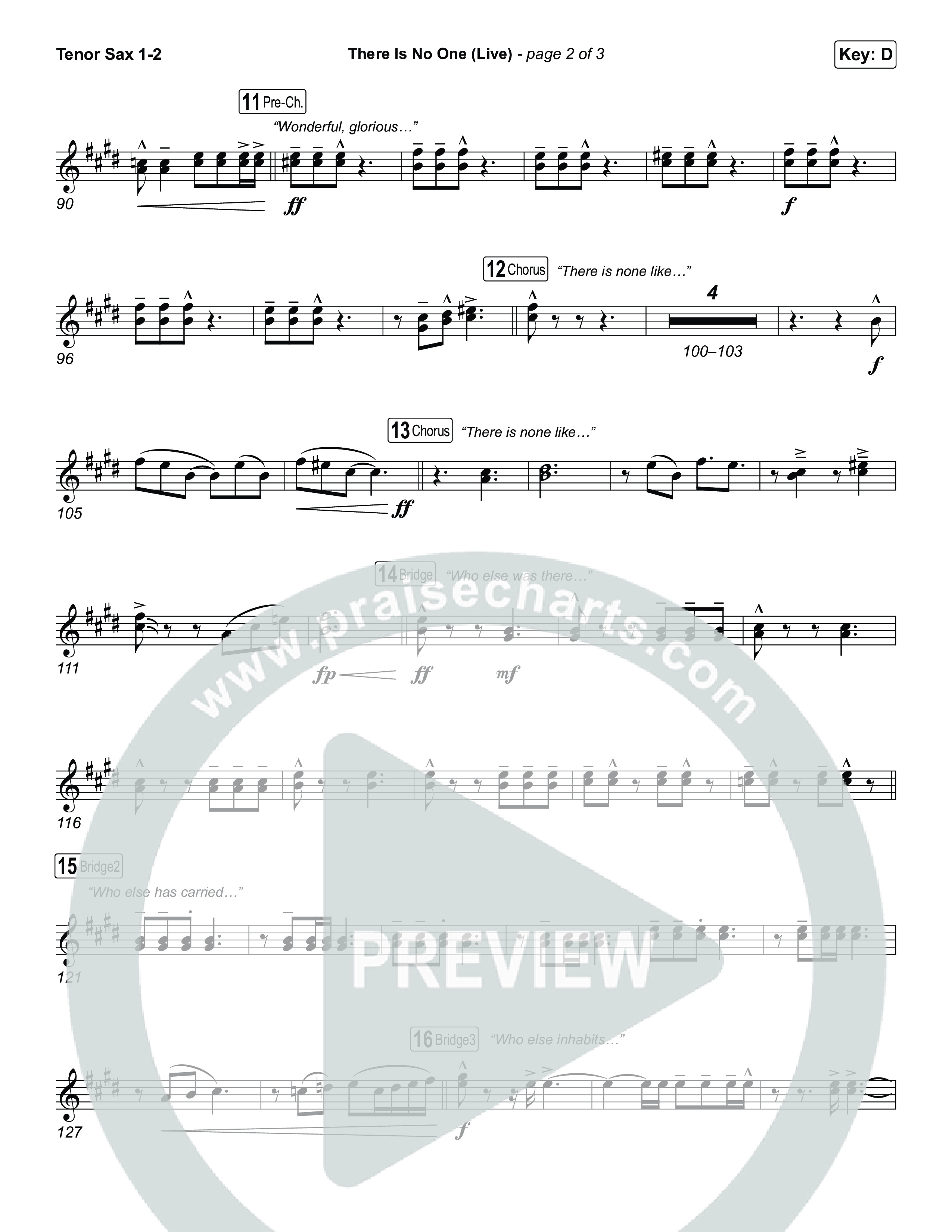 There Is No One (Live) Tenor Sax 1,2 (The Belonging Co / Natalie Grant)