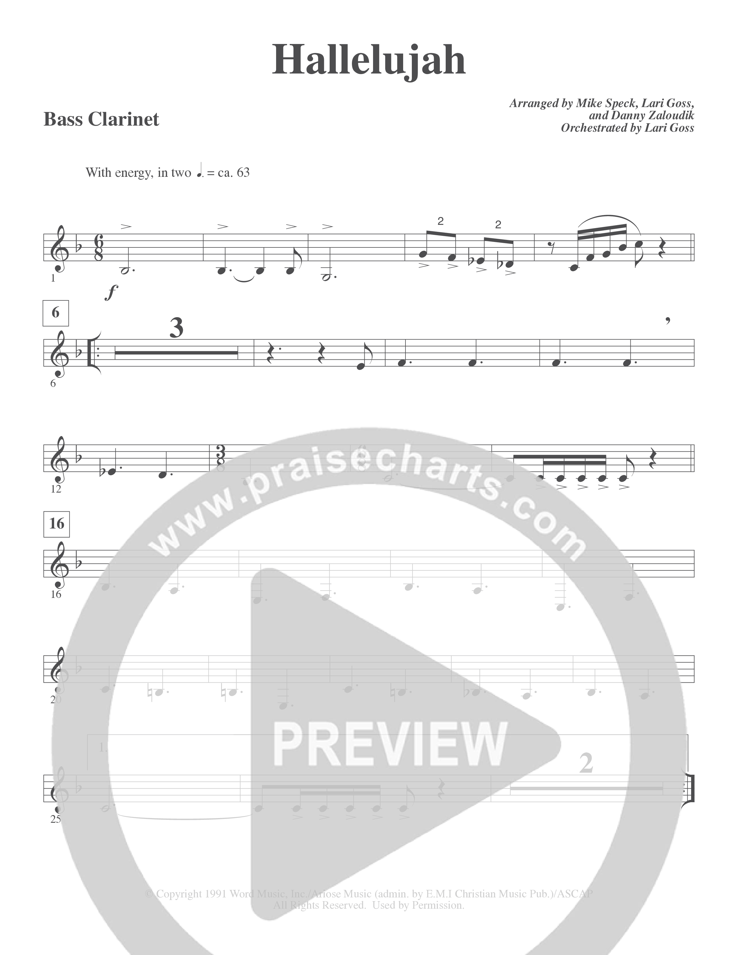 Hallelujah (Choral Anthem SATB) Bass Clarinet (Word Music Choral / Arr. Lari Goss)