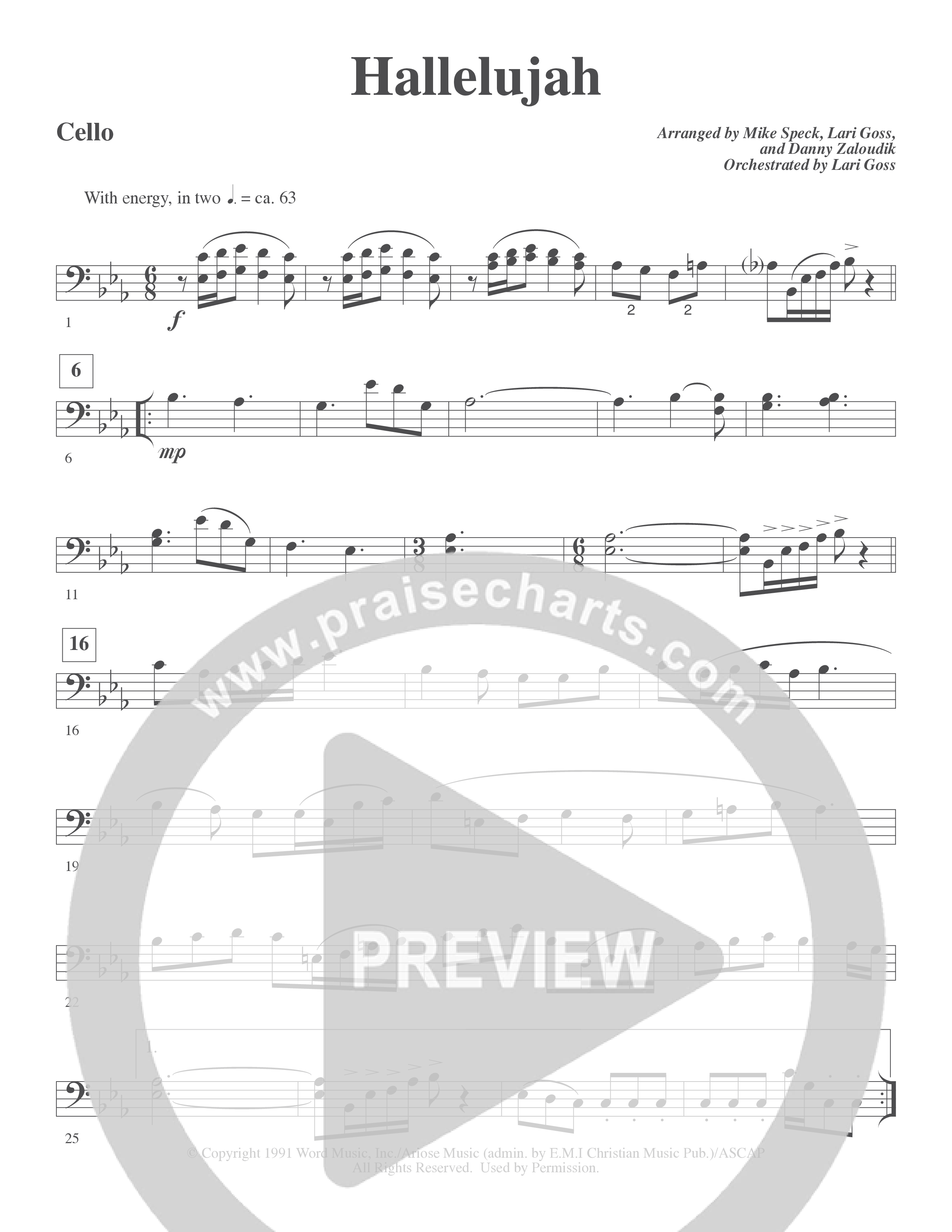 Hallelujah (Choral Anthem SATB) Cello (Word Music Choral / Arr. Lari Goss)
