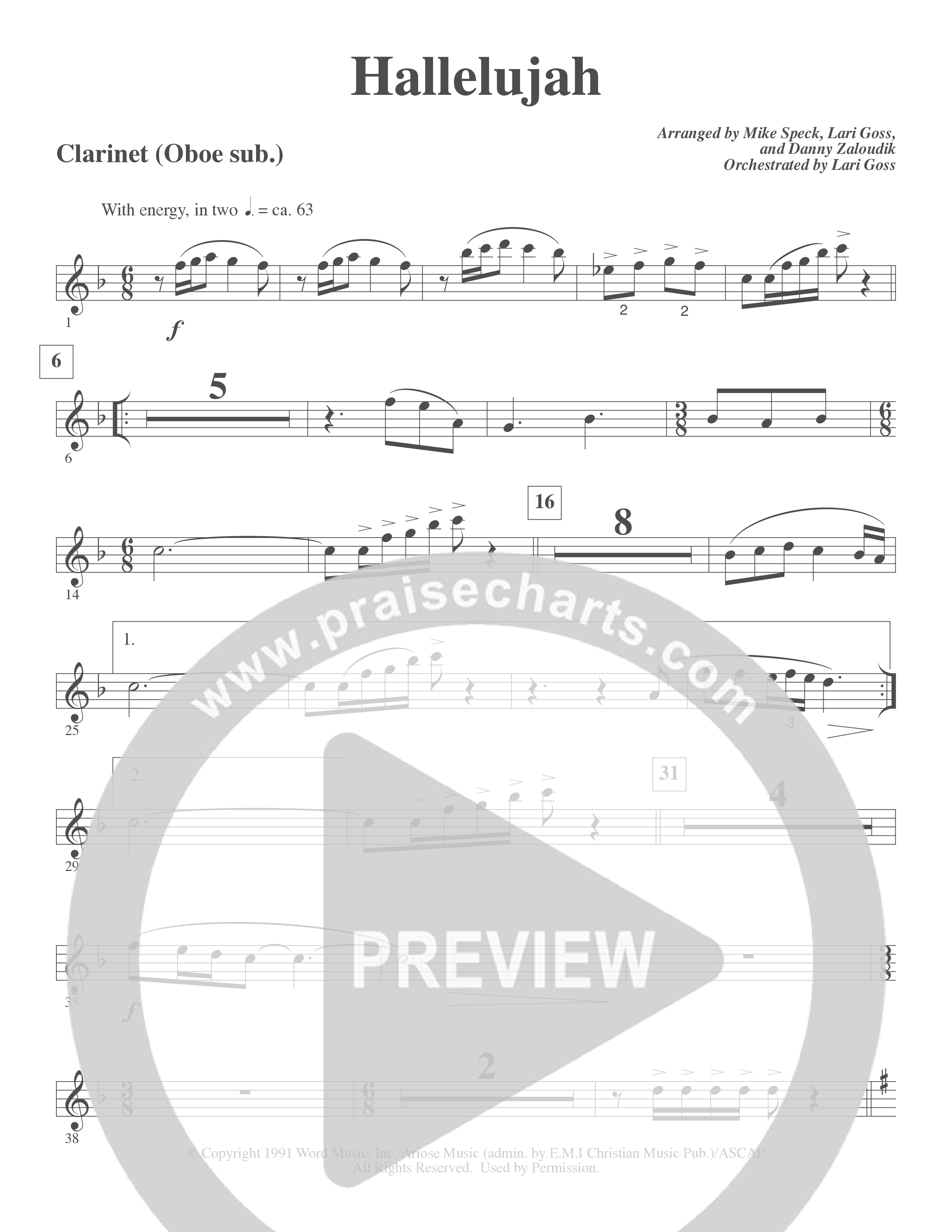 Hallelujah (Choral Anthem SATB) Clarinet (Word Music Choral / Arr. Lari Goss)