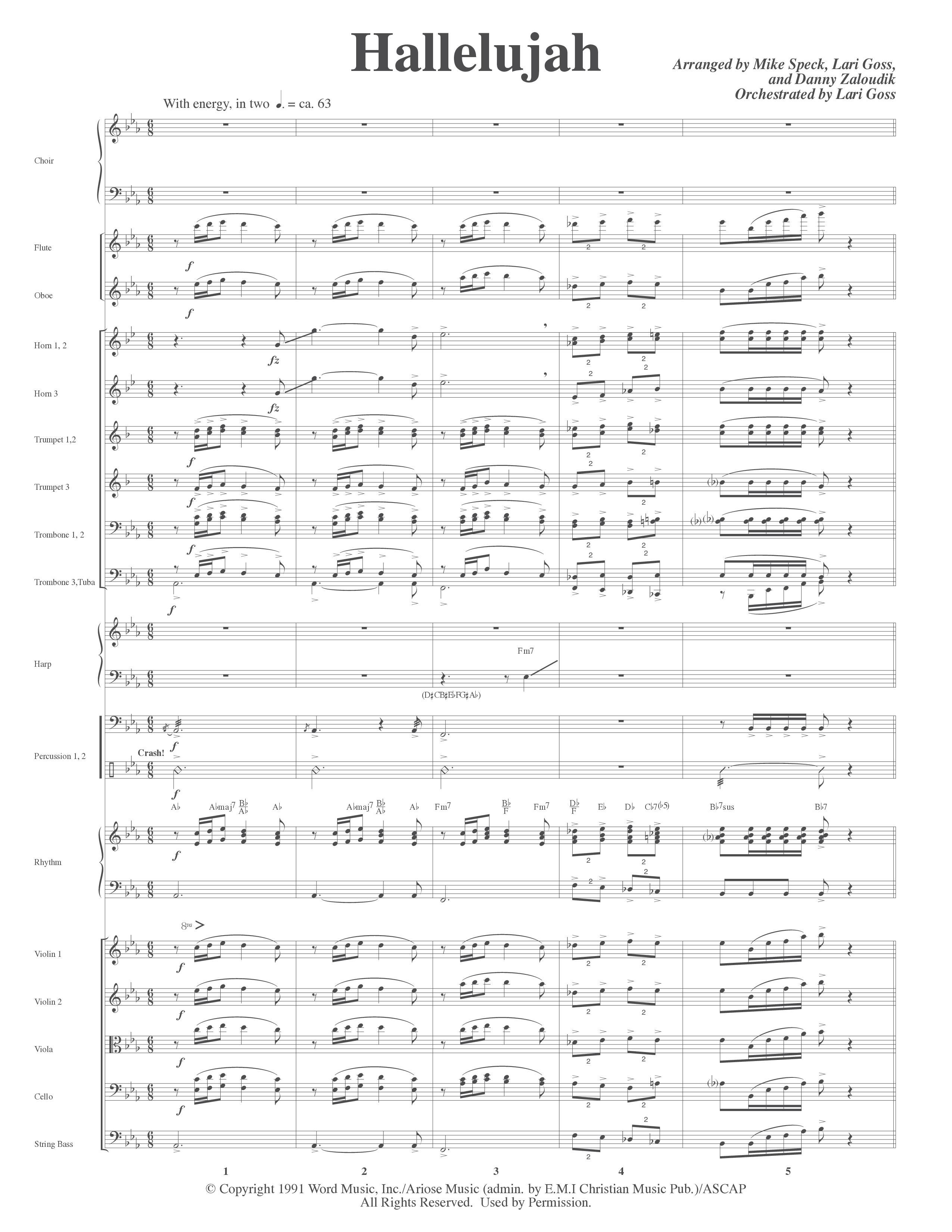 Hallelujah (Choral Anthem SATB) Orchestration (Word Music Choral / Arr. Lari Goss)