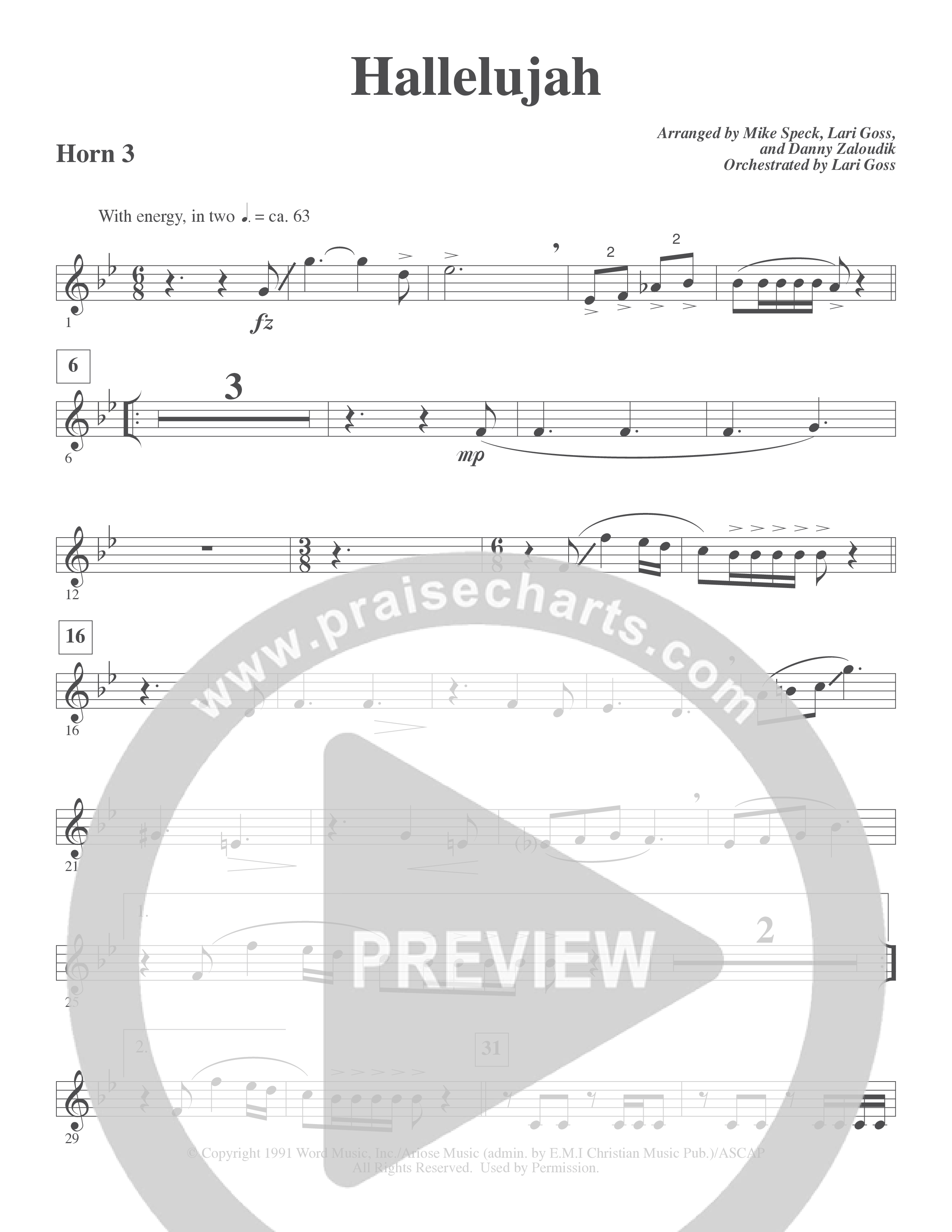Hallelujah (Choral Anthem SATB) French Horn (Word Music Choral / Arr. Lari Goss)
