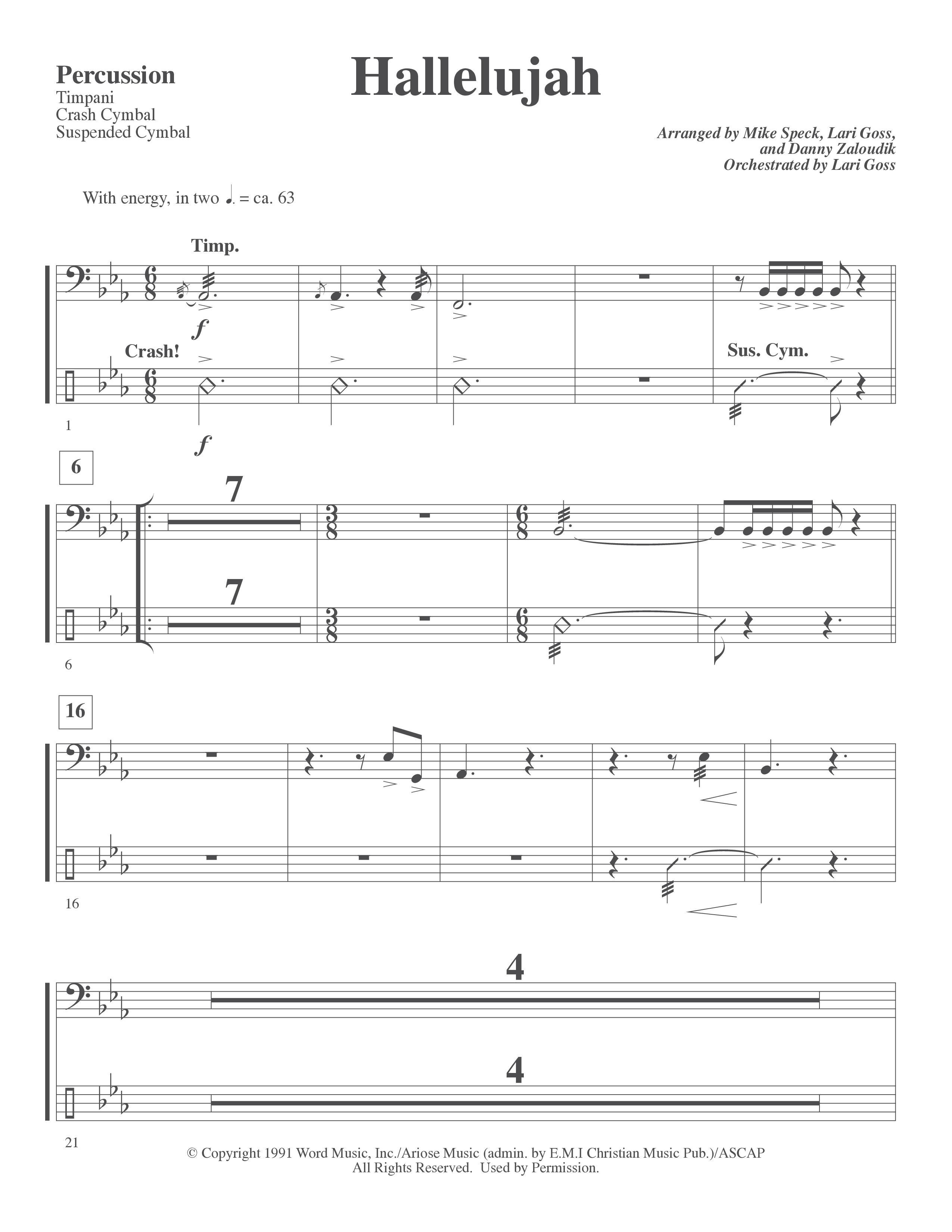 Hallelujah (Choral Anthem SATB) Percussion (Word Music Choral / Arr. Lari Goss)