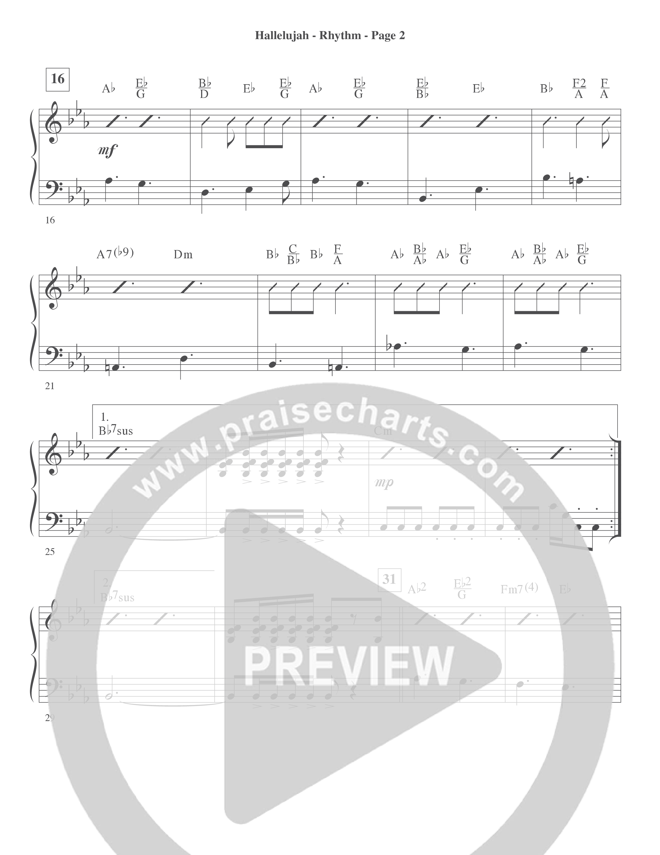Hallelujah (Choral Anthem SATB) Rhythm Chart (Word Music Choral / Arr. Lari Goss)