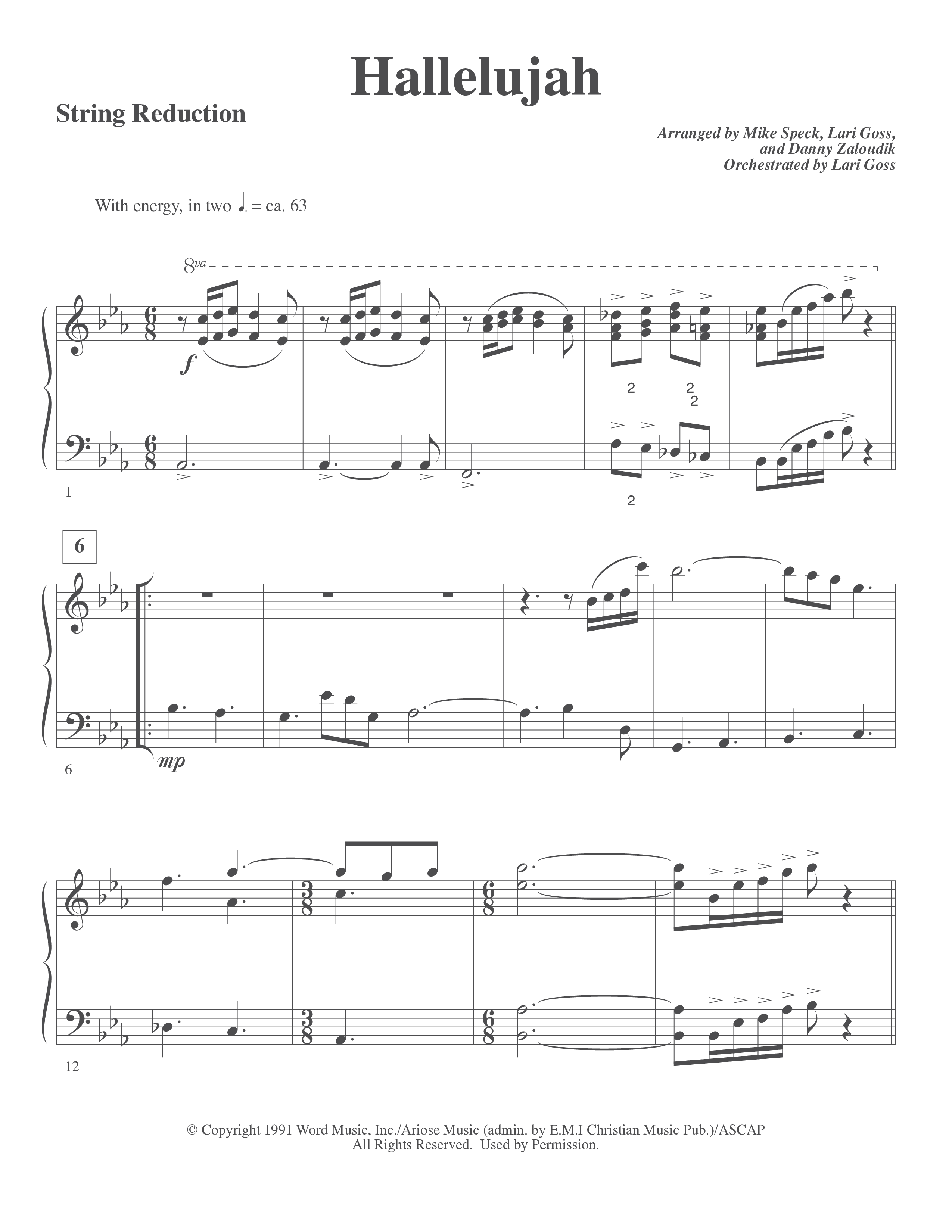 Hallelujah (Choral Anthem SATB) String Reduction (Word Music Choral / Arr. Lari Goss)