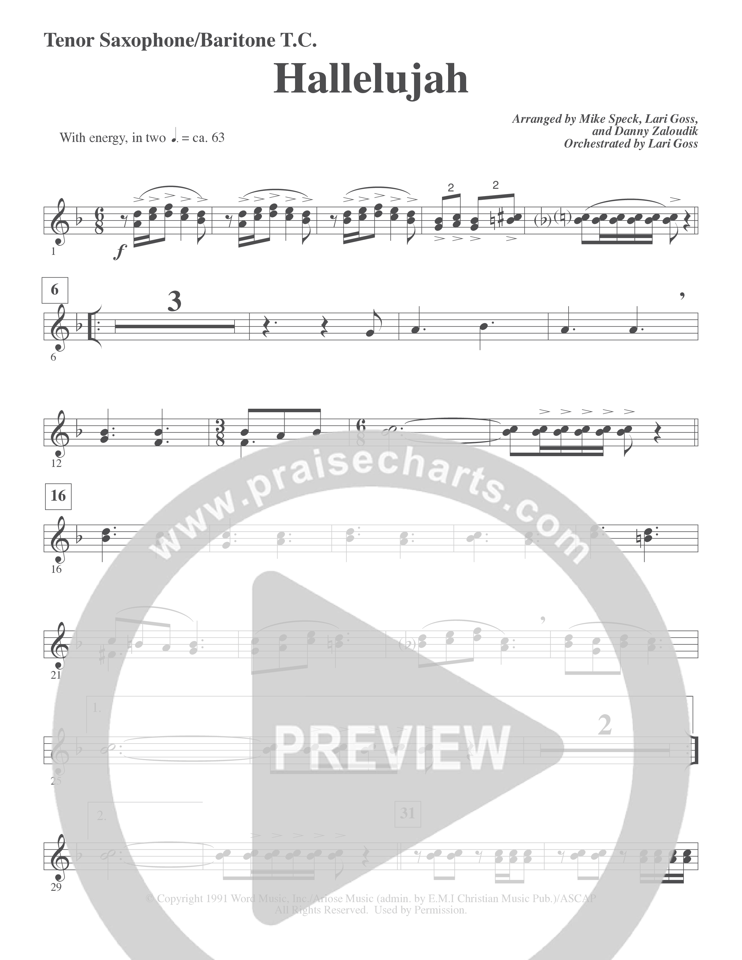 Hallelujah (Choral Anthem SATB) Tenor Sax/Baritone T.C. (Word Music Choral / Arr. Lari Goss)