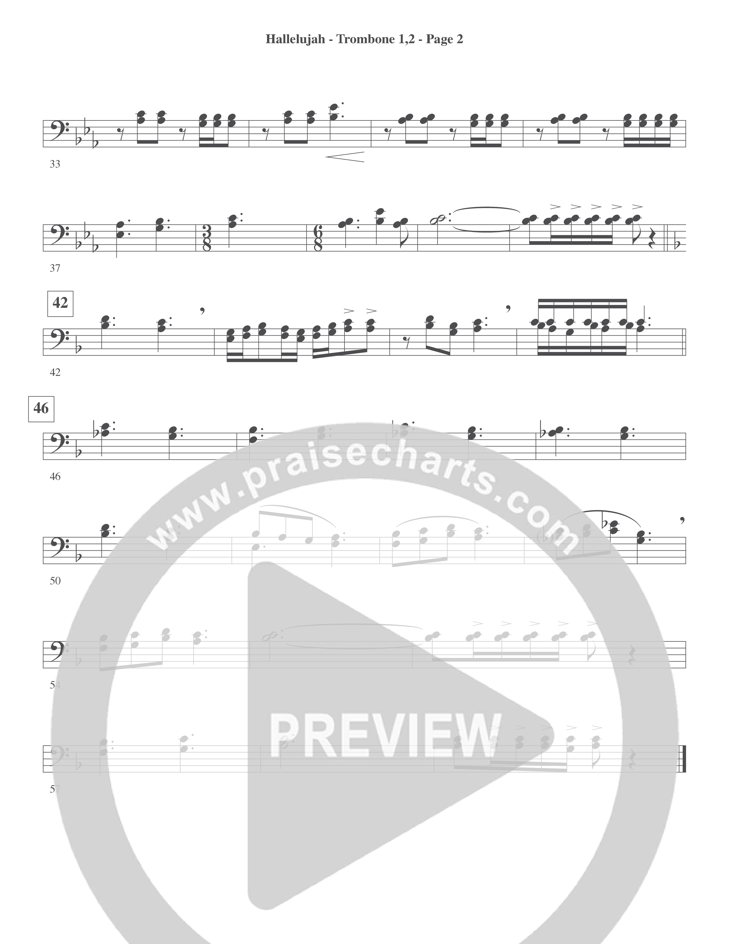 Hallelujah (Choral Anthem SATB) Trombone 1/2 (Word Music Choral / Arr. Lari Goss)