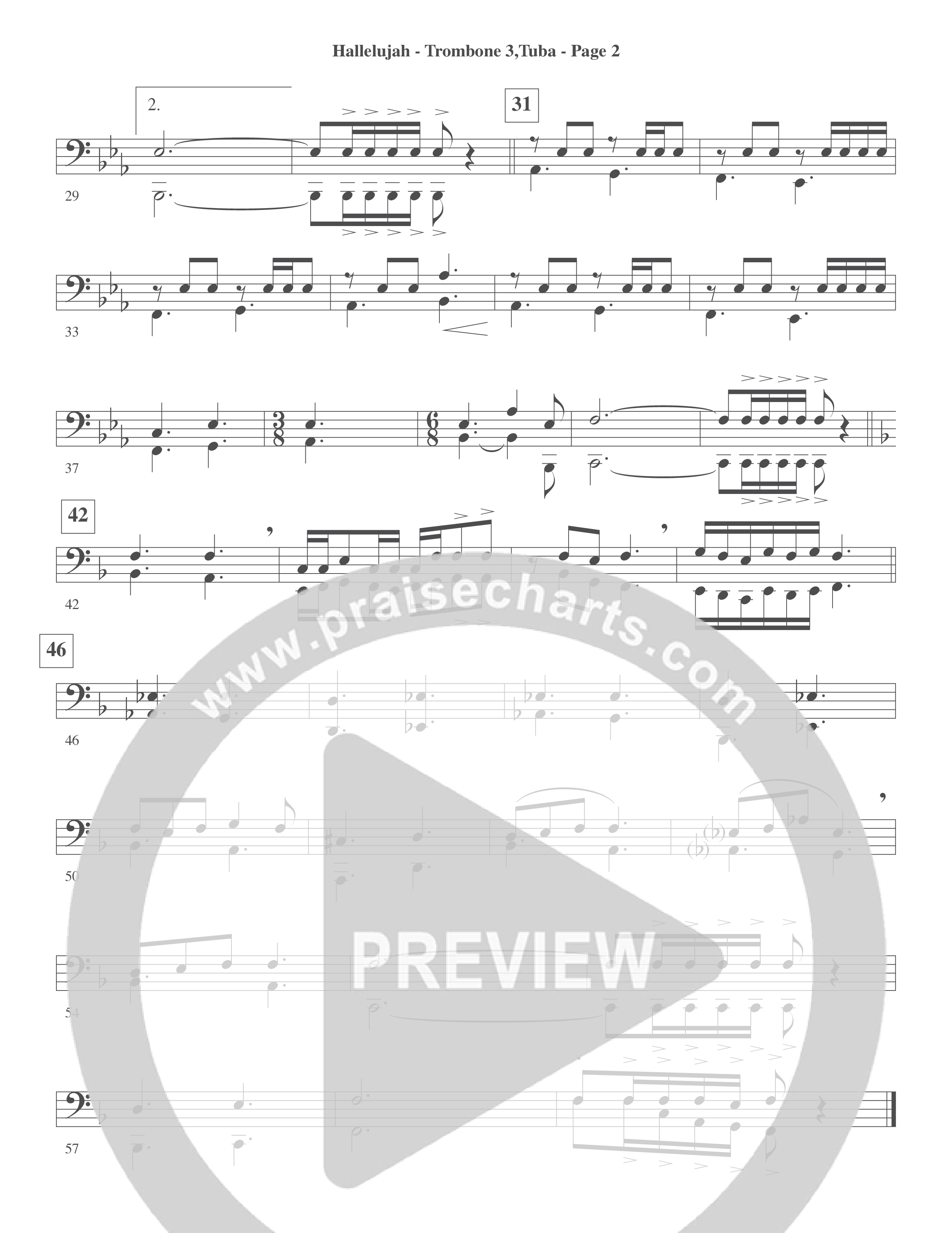Hallelujah (Choral Anthem SATB) Trombone 3/Tuba (Word Music Choral / Arr. Lari Goss)