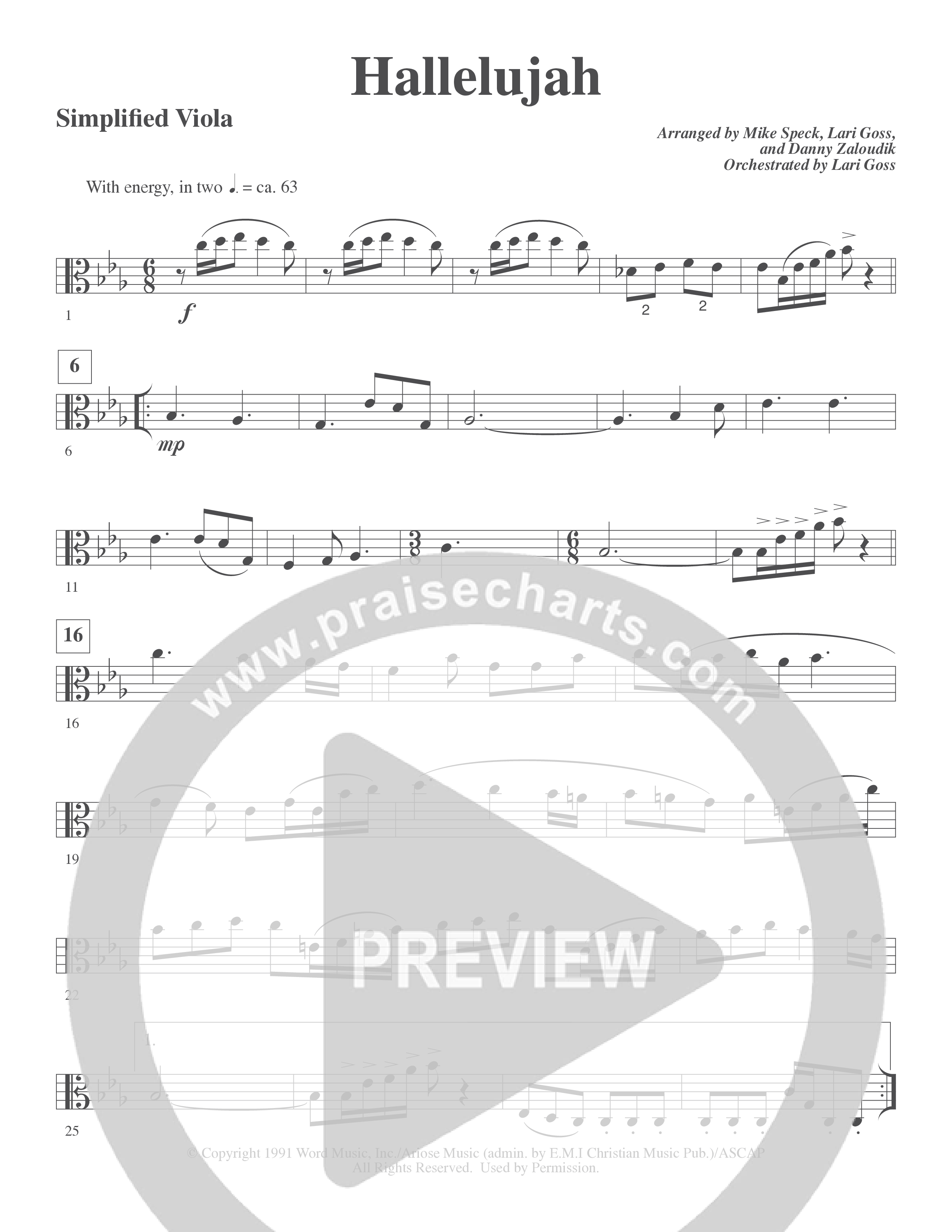 Hallelujah (Choral Anthem SATB) Viola (Word Music Choral / Arr. Lari Goss)