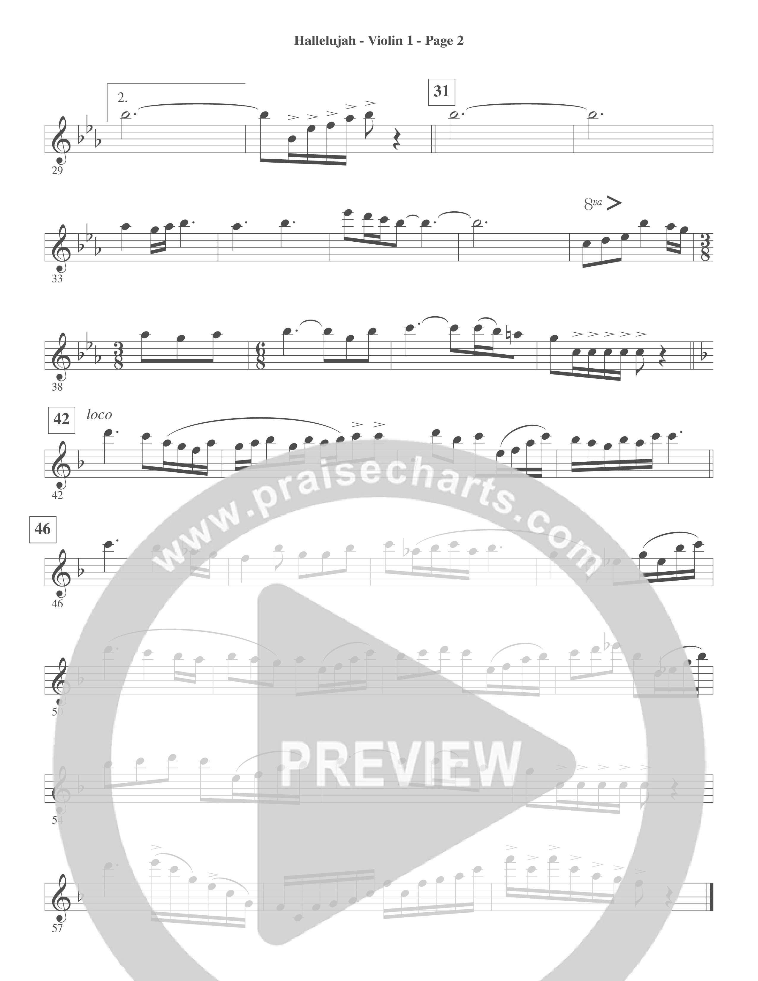 Hallelujah (Choral Anthem SATB) Violin 1/2 (Word Music Choral / Arr. Lari Goss)
