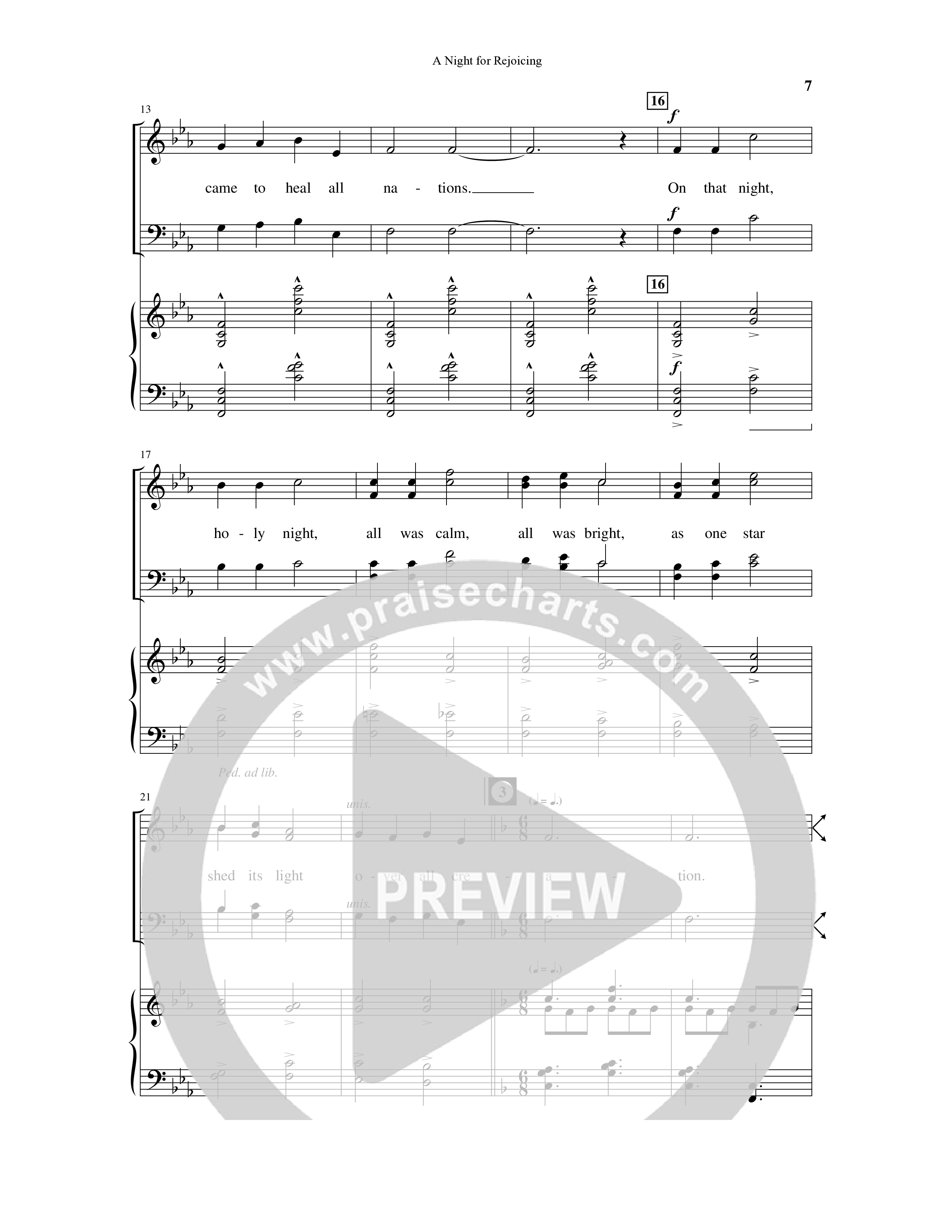 A Night For Rejoicing (10 Song Choral Collection) Song 2 (Piano SATB) (Arr. Lee Dengler / Arr. Susan Naus Dengler / Orch. Phillip Keveren)