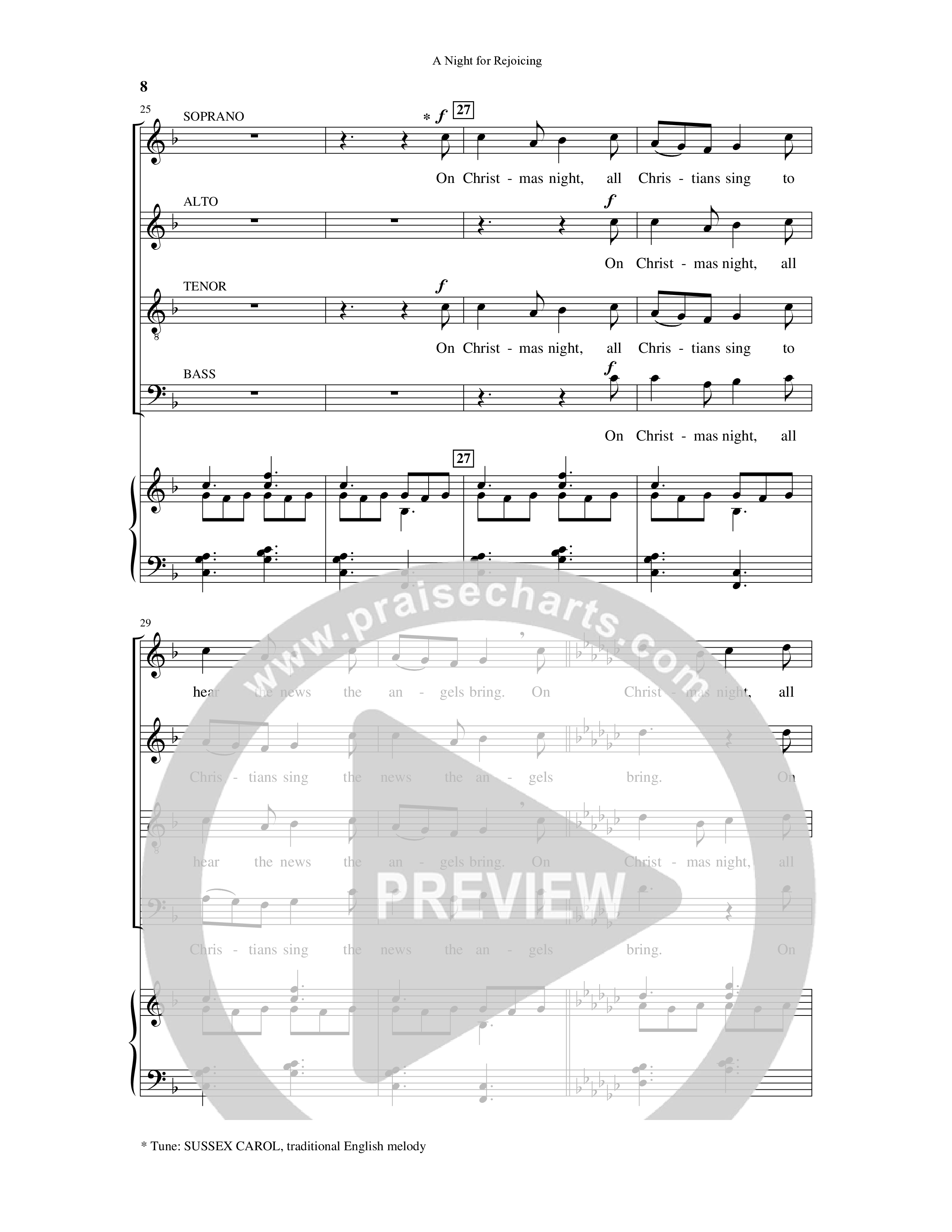 A Night For Rejoicing (10 Song Choral Collection) Song 2 (Piano SATB) (Arr. Lee Dengler / Arr. Susan Naus Dengler / Orch. Phillip Keveren)