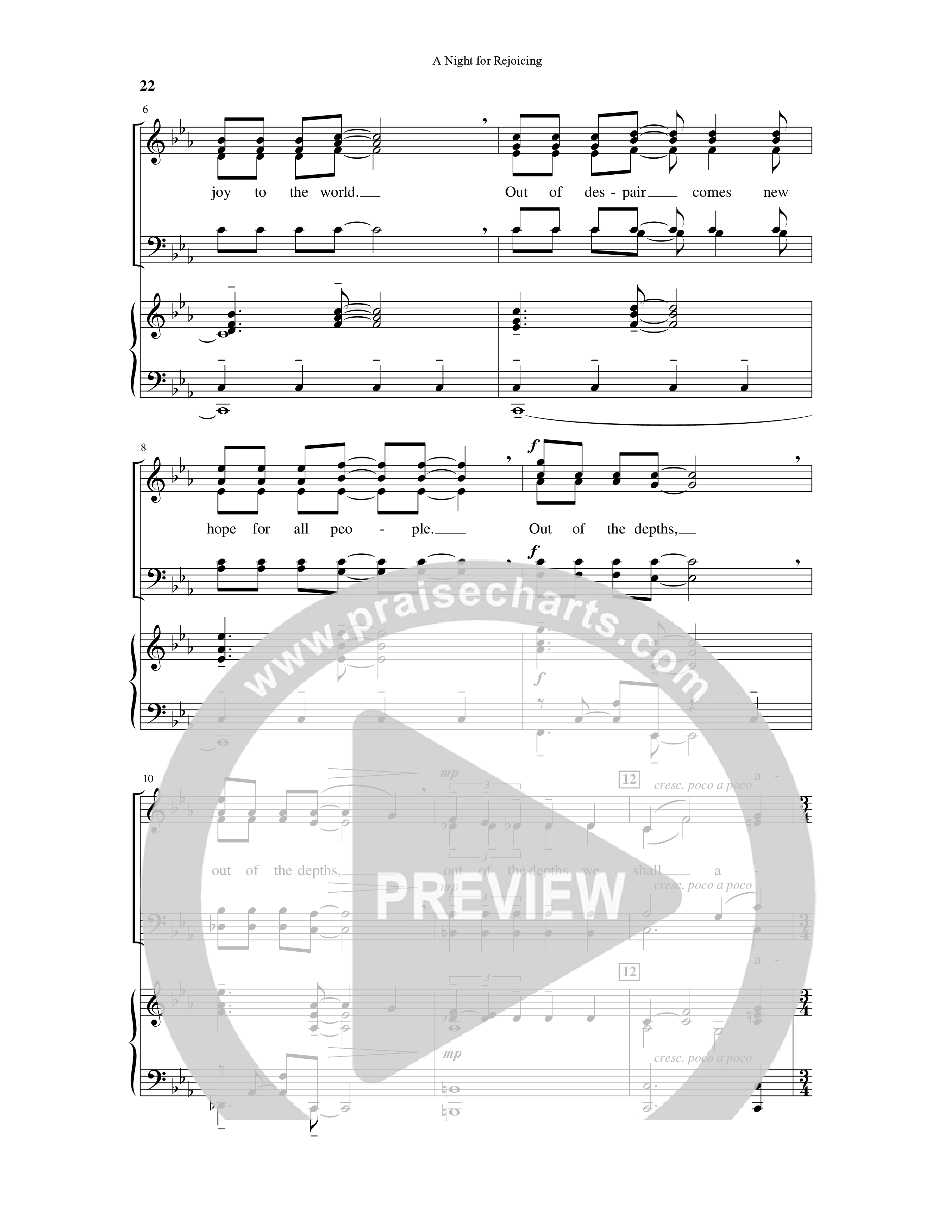 A Night For Rejoicing (10 Song Choral Collection) Song 4 (Piano SATB) (Arr. Lee Dengler / Arr. Susan Naus Dengler / Orch. Phillip Keveren)