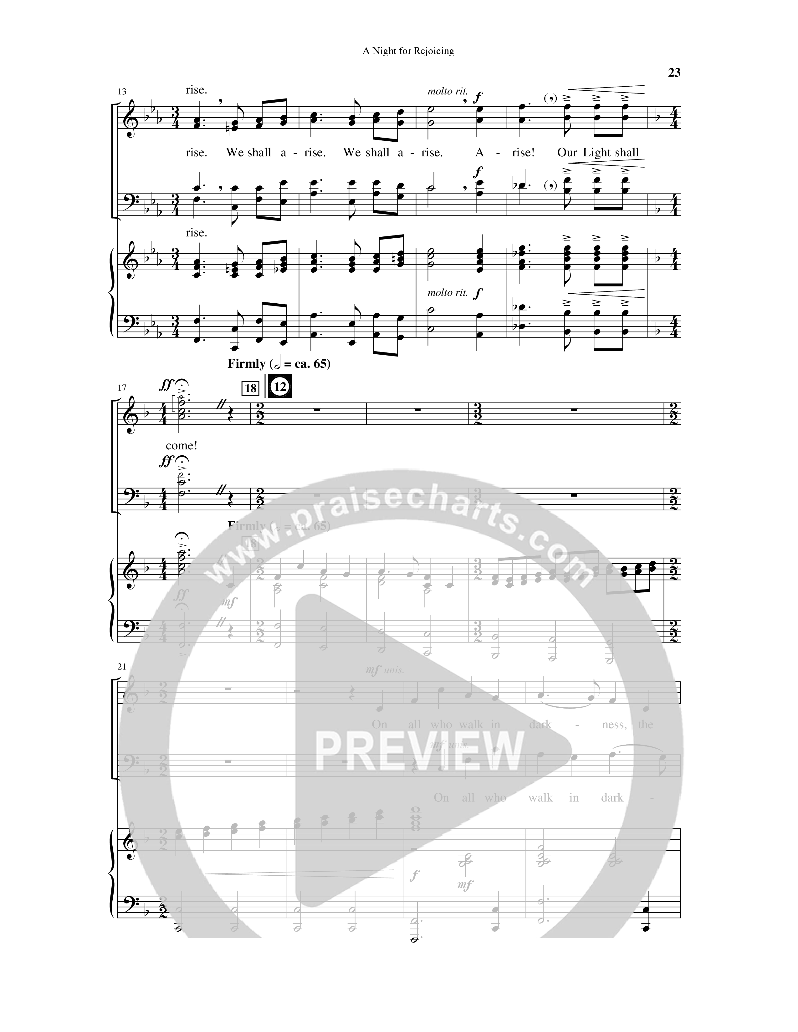 A Night For Rejoicing (10 Song Choral Collection) Song 4 (Piano SATB) (Arr. Lee Dengler / Arr. Susan Naus Dengler / Orch. Phillip Keveren)