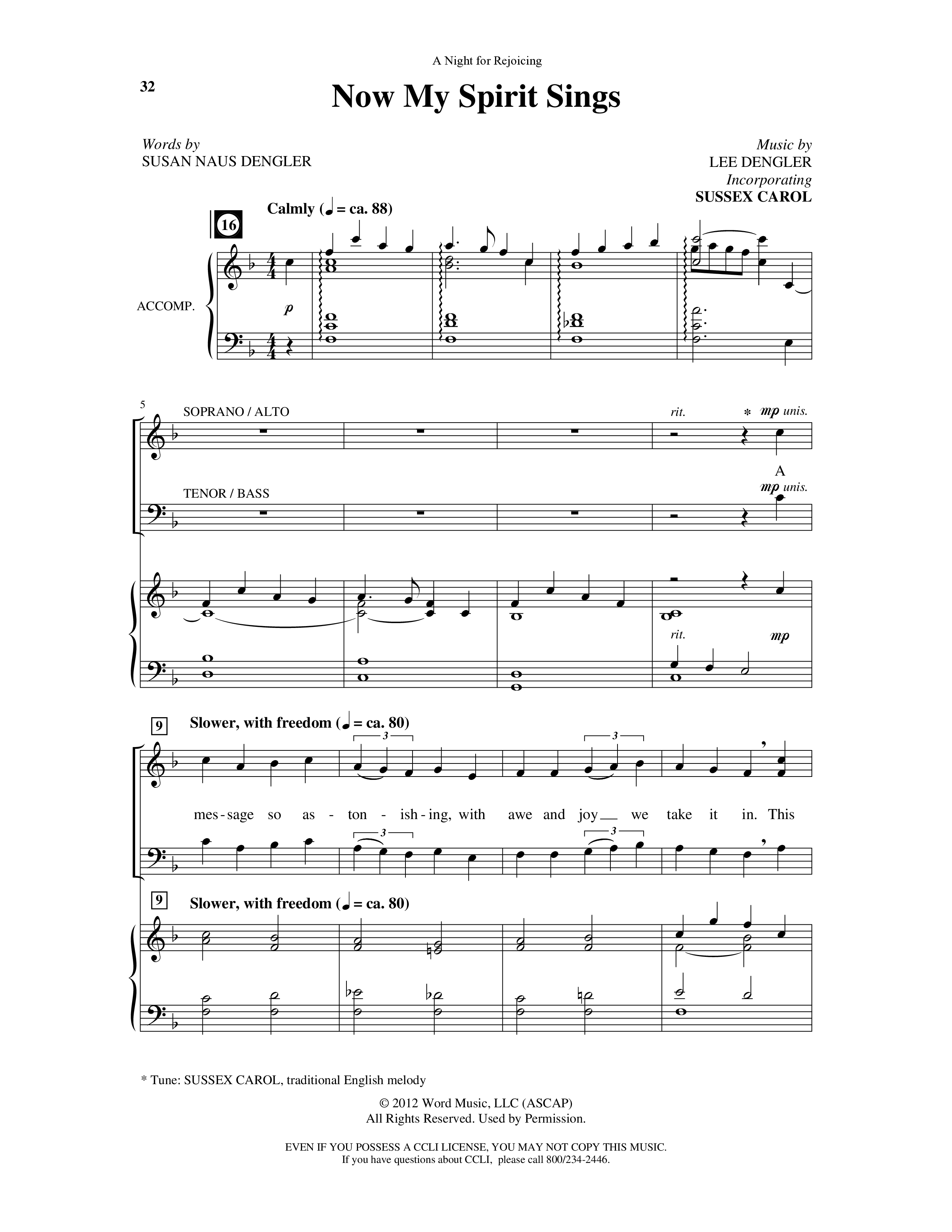 A Night For Rejoicing (10 Song Choral Collection) Song 5 (Piano SATB) (Arr. Lee Dengler / Arr. Susan Naus Dengler / Orch. Phillip Keveren)