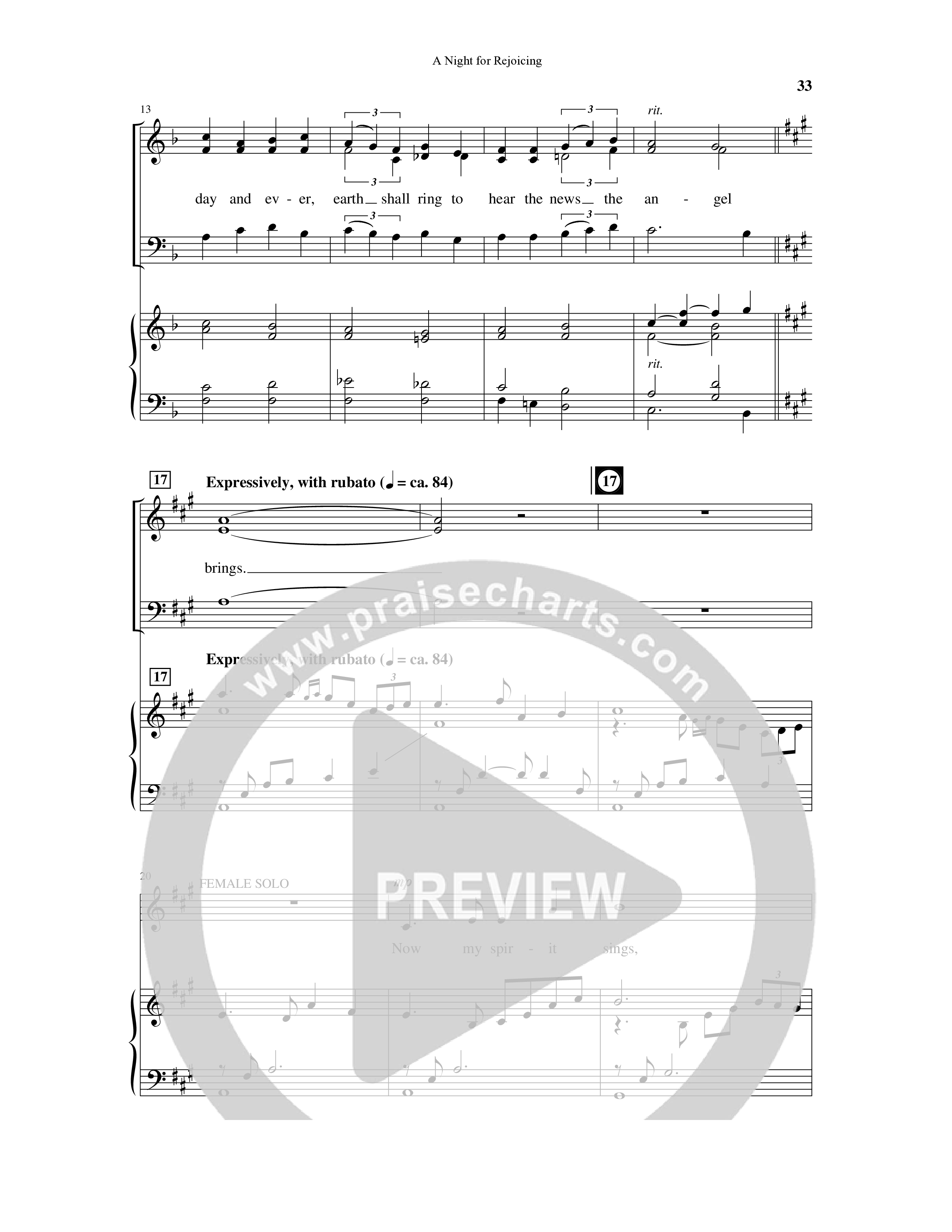 A Night For Rejoicing (10 Song Choral Collection) Song 5 (Piano SATB) (Arr. Lee Dengler / Arr. Susan Naus Dengler / Orch. Phillip Keveren)