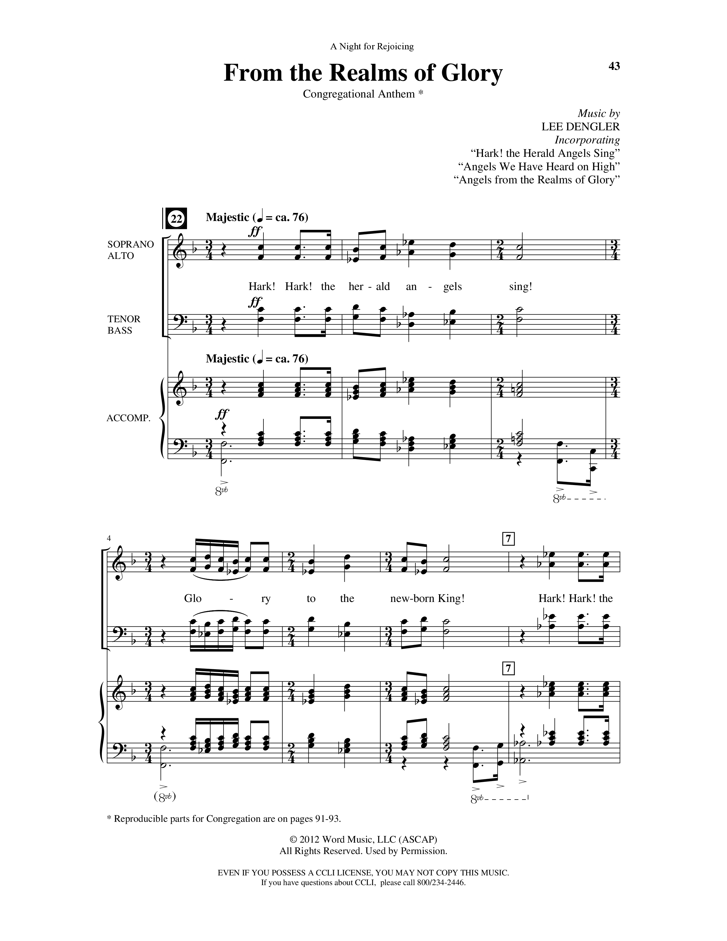 A Night For Rejoicing (10 Song Choral Collection) Song 6 (Piano SATB) (Arr. Lee Dengler / Arr. Susan Naus Dengler / Orch. Phillip Keveren)