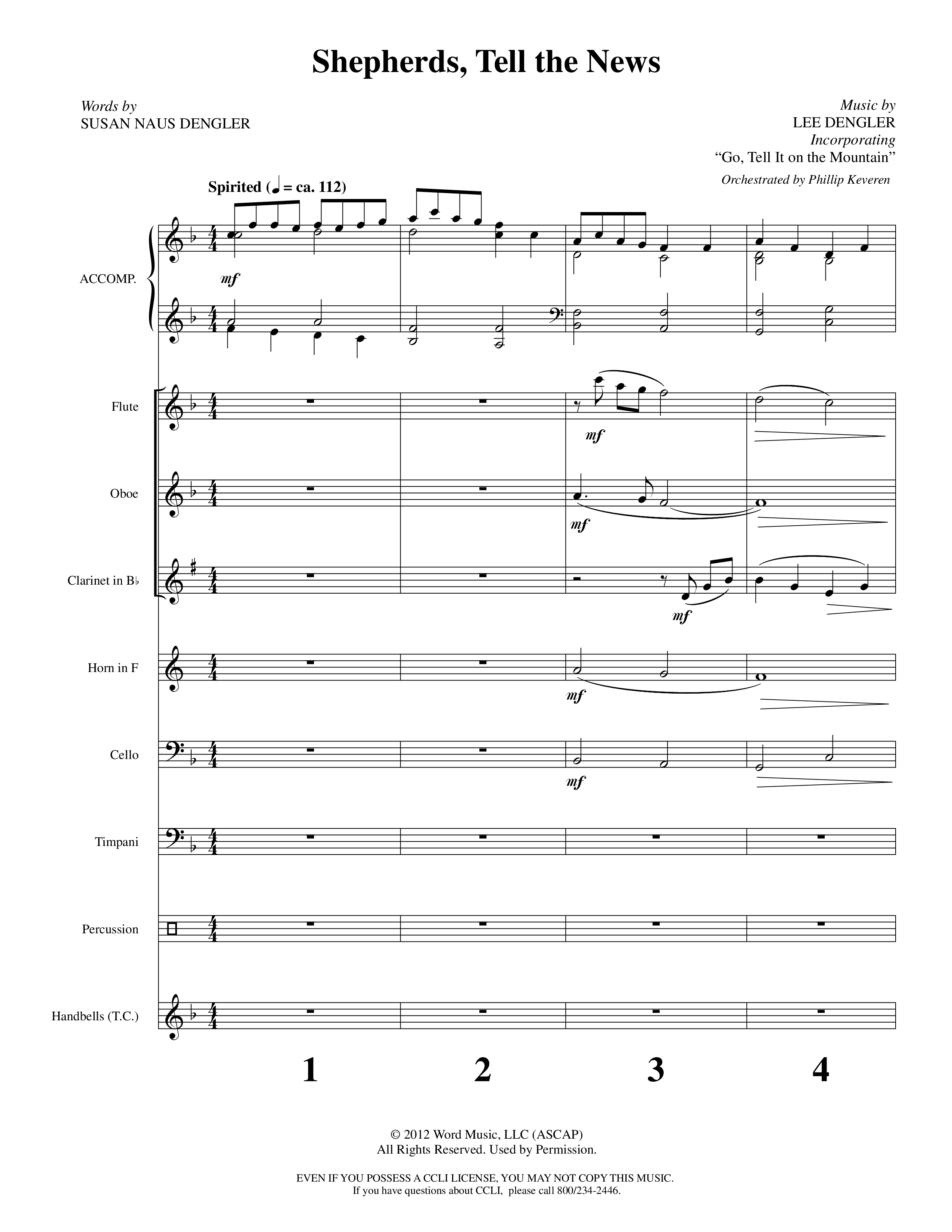 A Night For Rejoicing (10 Song Choral Collection) Song 8 (Orchestration) (Arr. Lee Dengler / Arr. Susan Naus Dengler / Orch. Phillip Keveren)