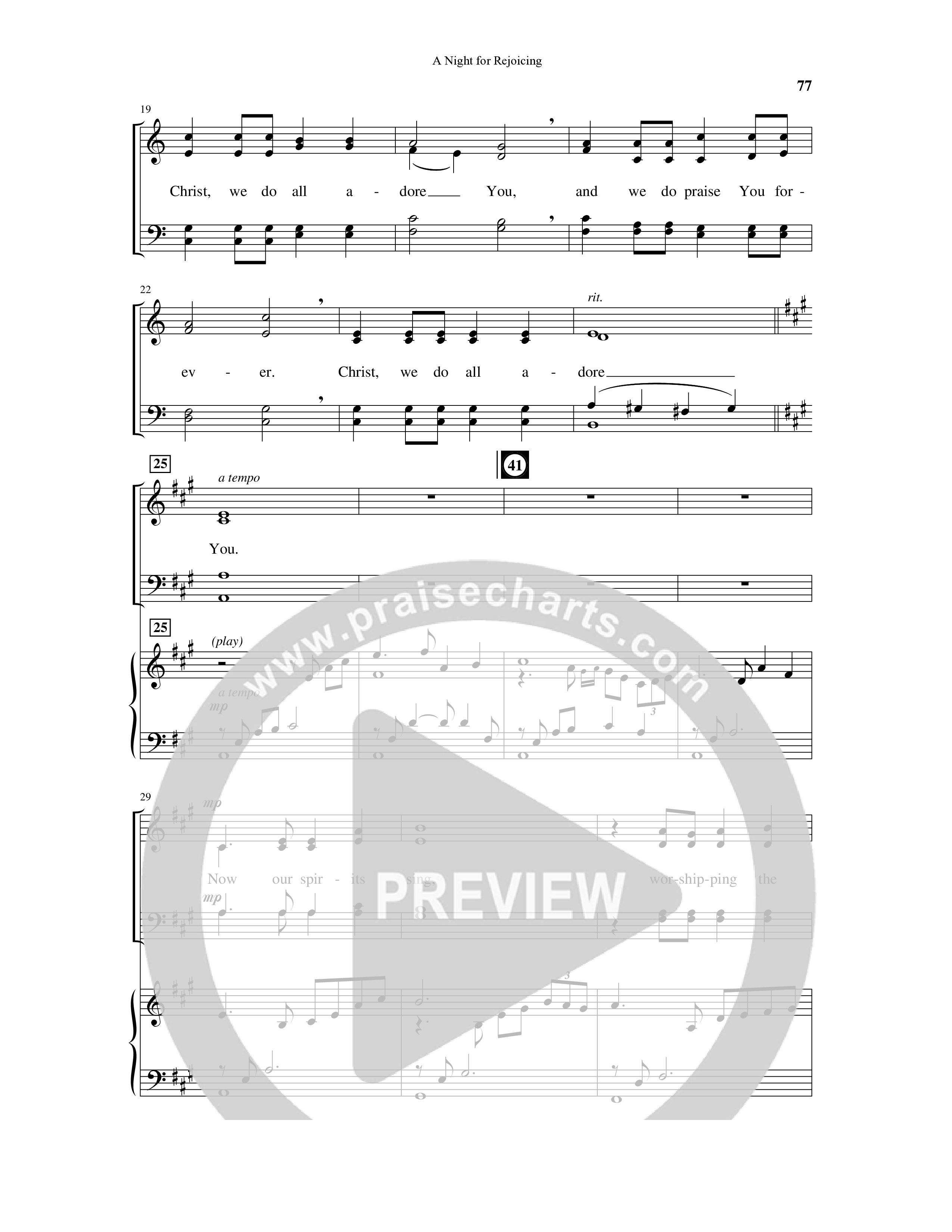 A Night For Rejoicing (10 Song Choral Collection) Song 9 (Piano SATB) (Arr. Lee Dengler / Arr. Susan Naus Dengler / Orch. Phillip Keveren)