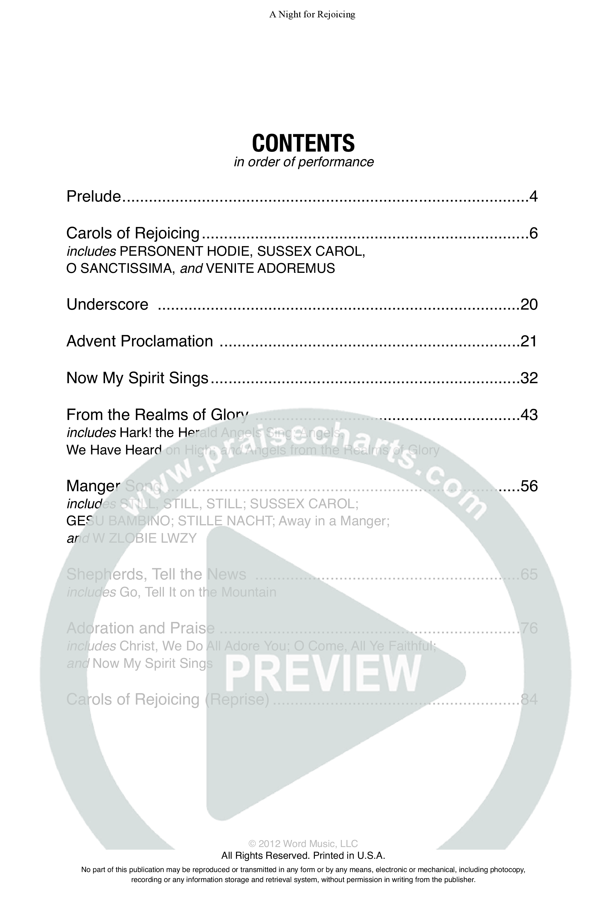 A Night For Rejoicing (10 Song Choral Collection) Choral Book (Arr. Lee Dengler / Arr. Susan Naus Dengler / Orch. Phillip Keveren)