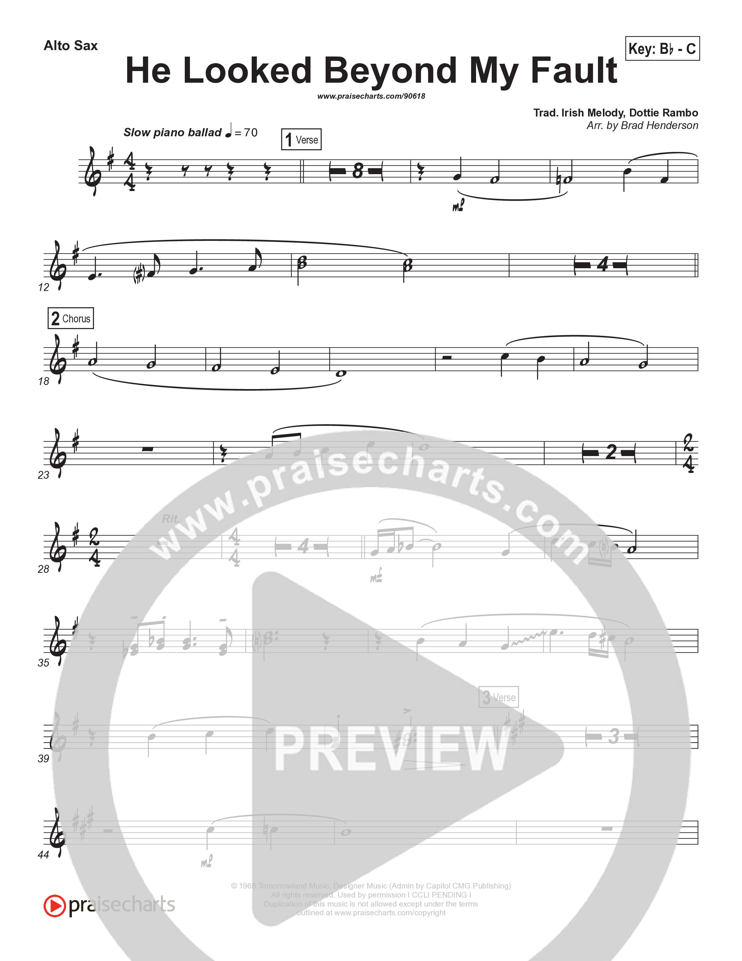 He Looked Beyond My Fault And Saw My Need (Instrumental) Alto Sax (Brad Henderson)