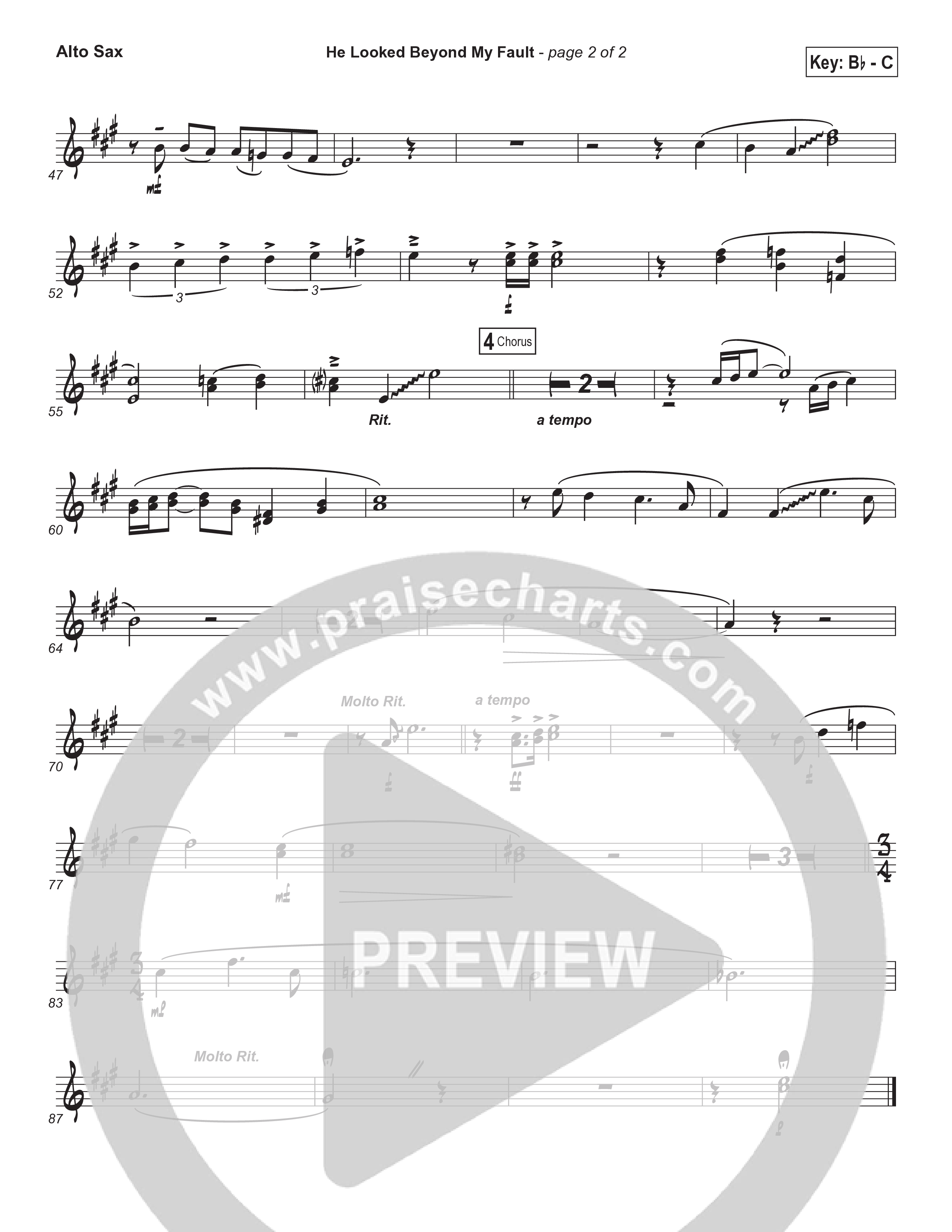 He Looked Beyond My Fault And Saw My Need (Instrumental) Alto Sax (Brad Henderson)