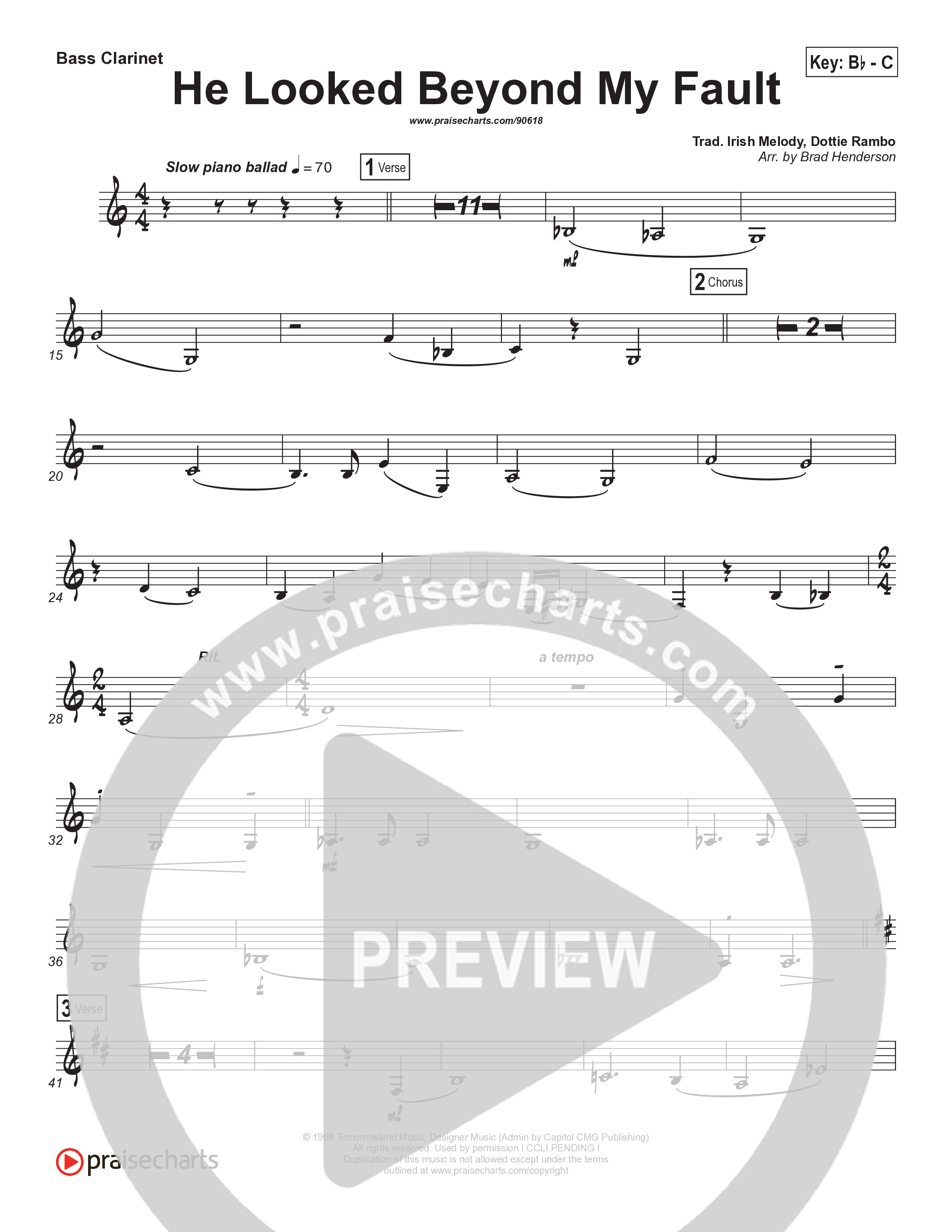 He Looked Beyond My Fault And Saw My Need (Instrumental) Bass Clarinet (Brad Henderson)
