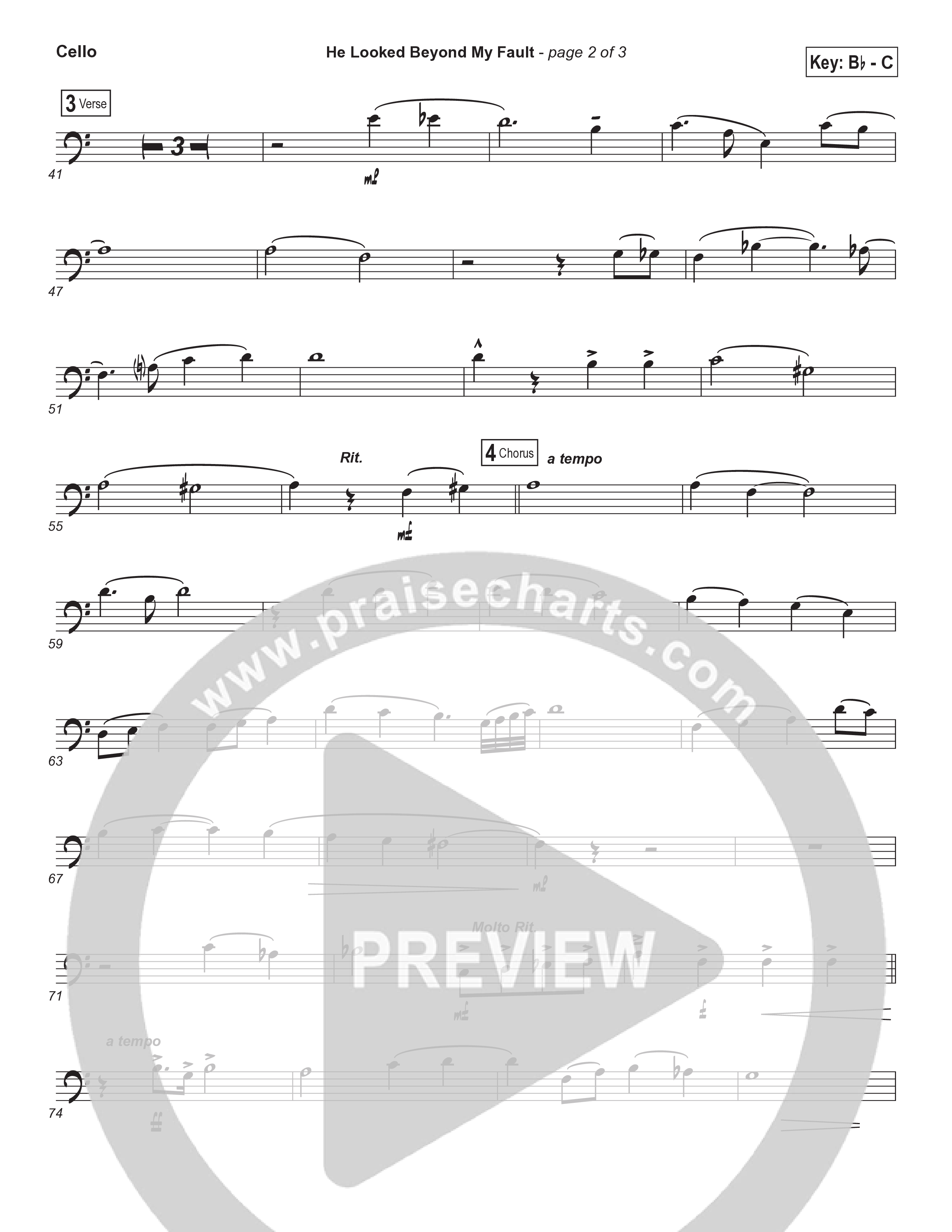 He Looked Beyond My Fault And Saw My Need (Instrumental) Cello (Brad Henderson)