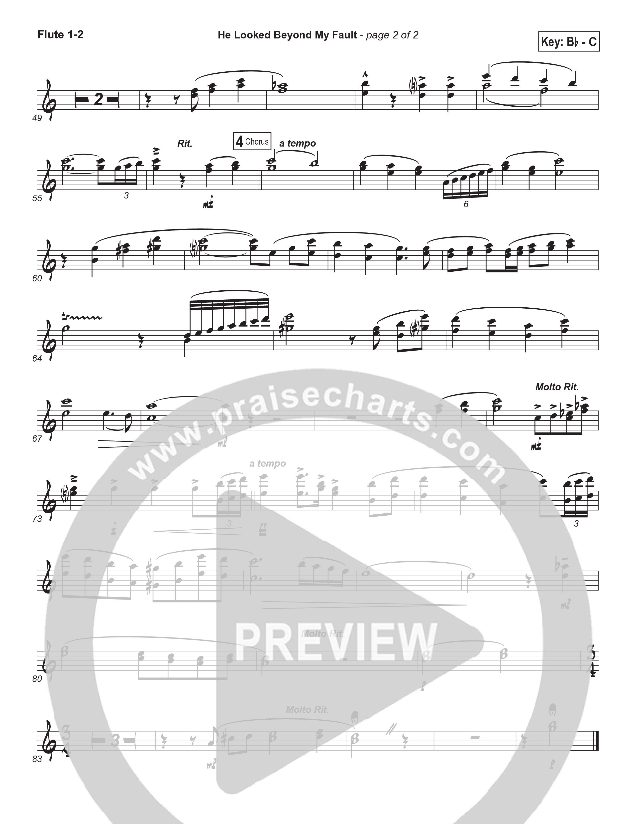 He Looked Beyond My Fault And Saw My Need (Instrumental) Flute 1/2 (Brad Henderson)