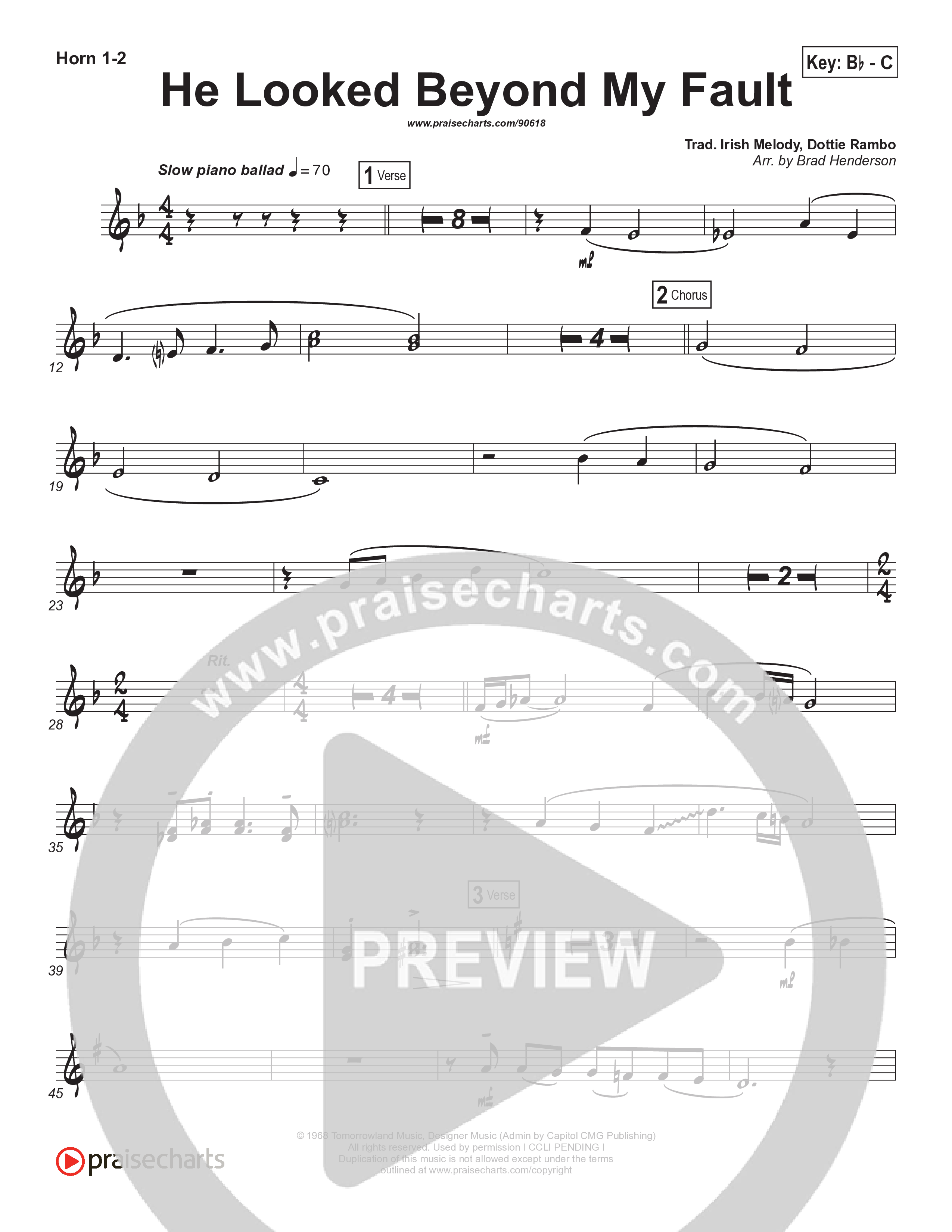 He Looked Beyond My Fault And Saw My Need (Instrumental) French Horn 1/2 (Brad Henderson)
