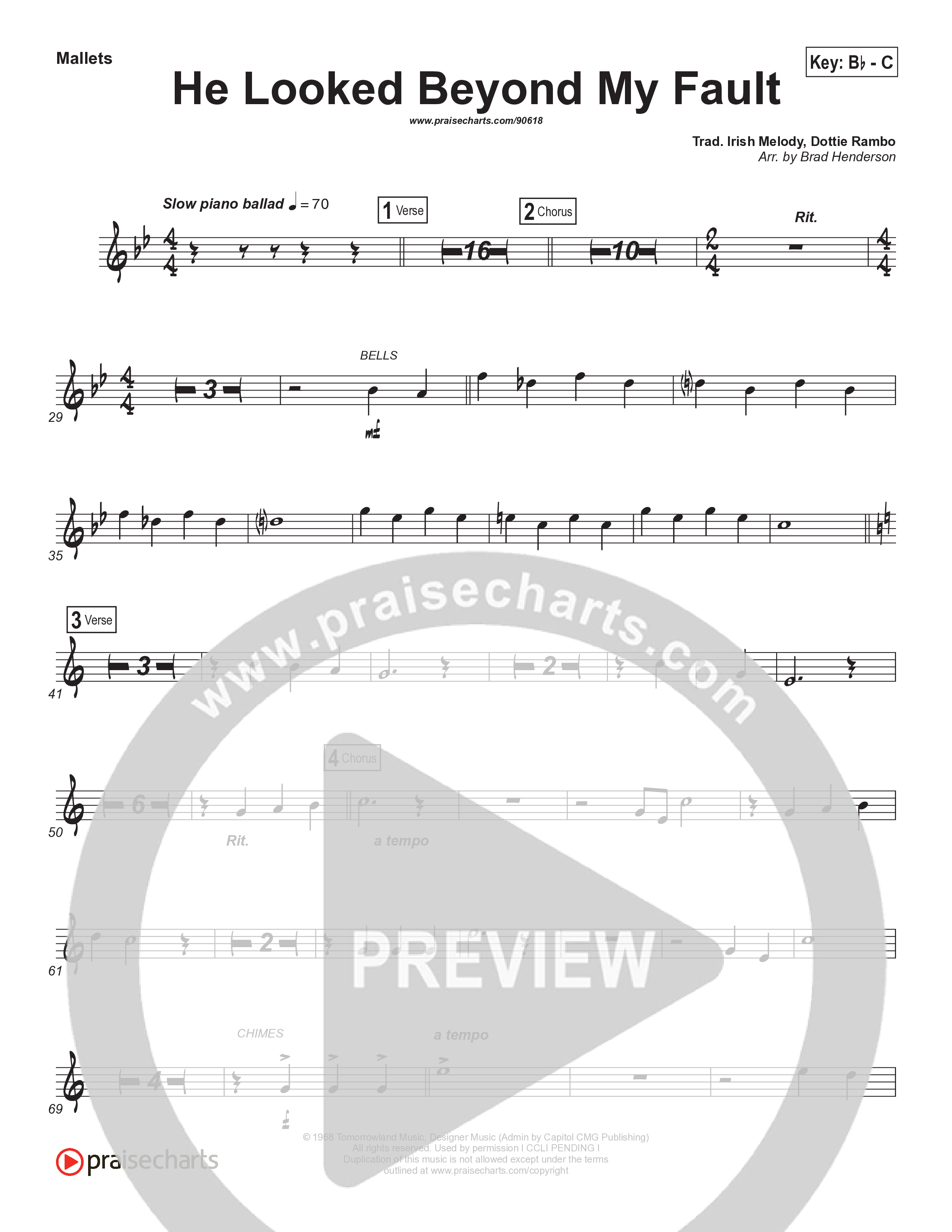 He Looked Beyond My Fault And Saw My Need (Instrumental) Mallets (Brad Henderson)