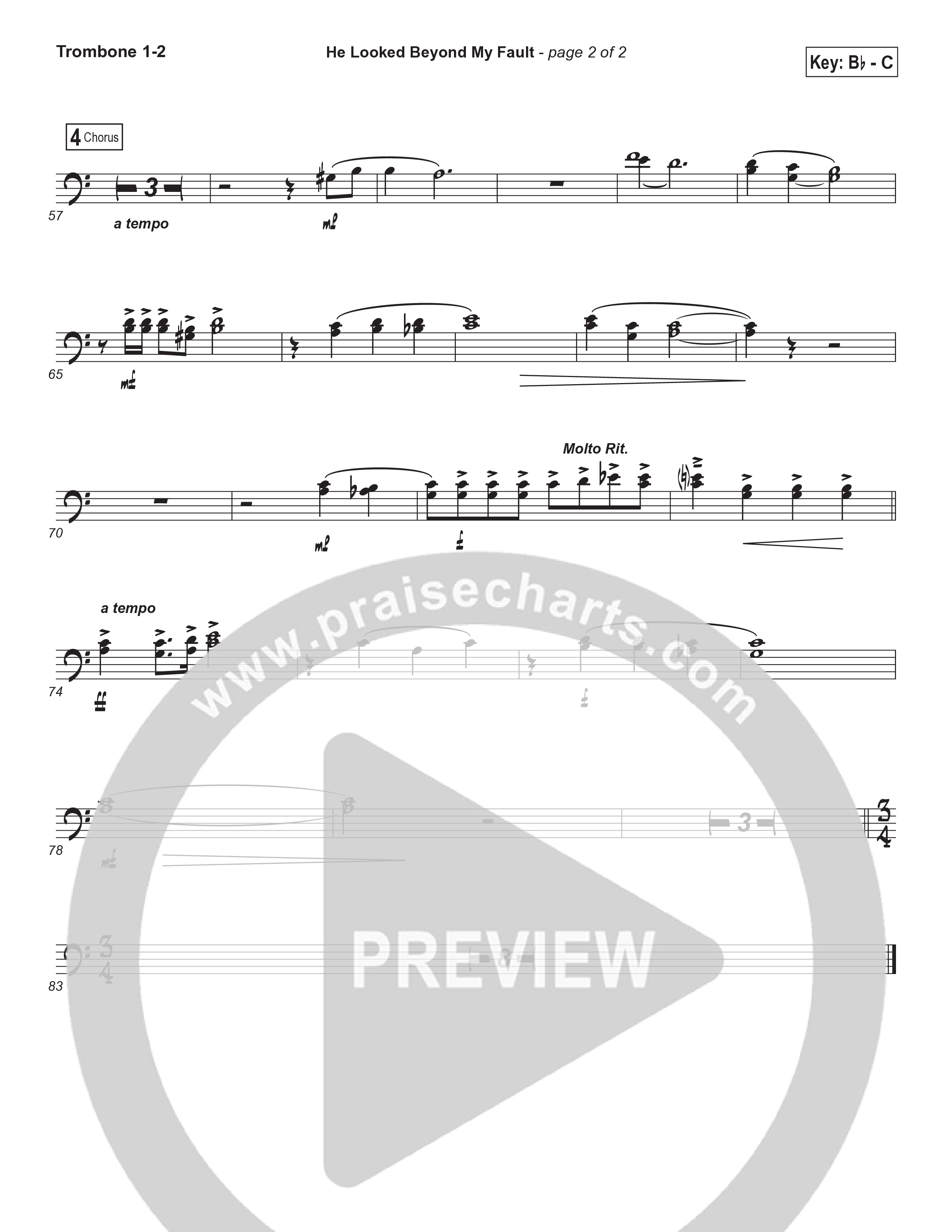 He Looked Beyond My Fault And Saw My Need (Instrumental) Trombone 1/2 (Brad Henderson)