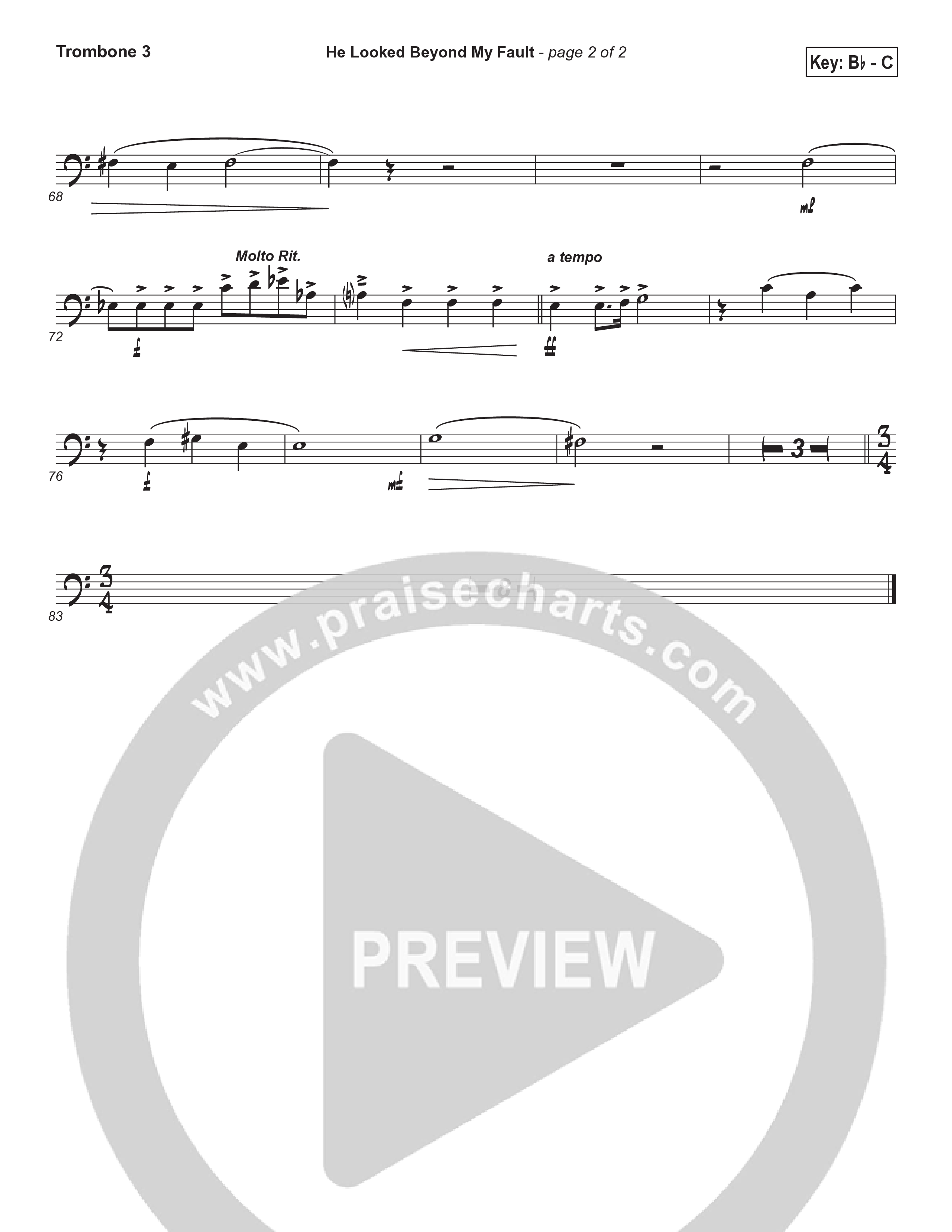 He Looked Beyond My Fault And Saw My Need (Instrumental) Trombone 3 (Brad Henderson)