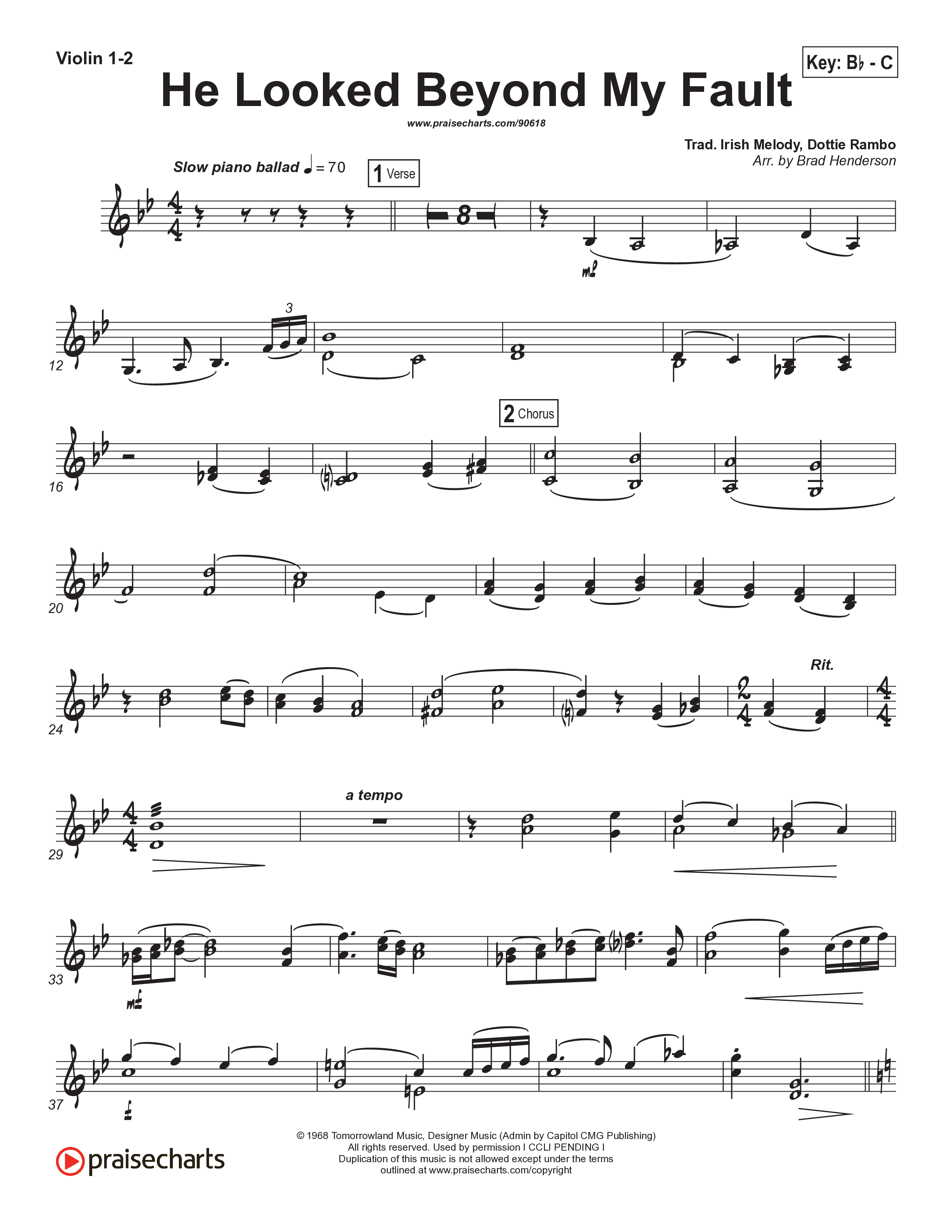 He Looked Beyond My Fault And Saw My Need (Instrumental) String Pack (Brad Henderson)