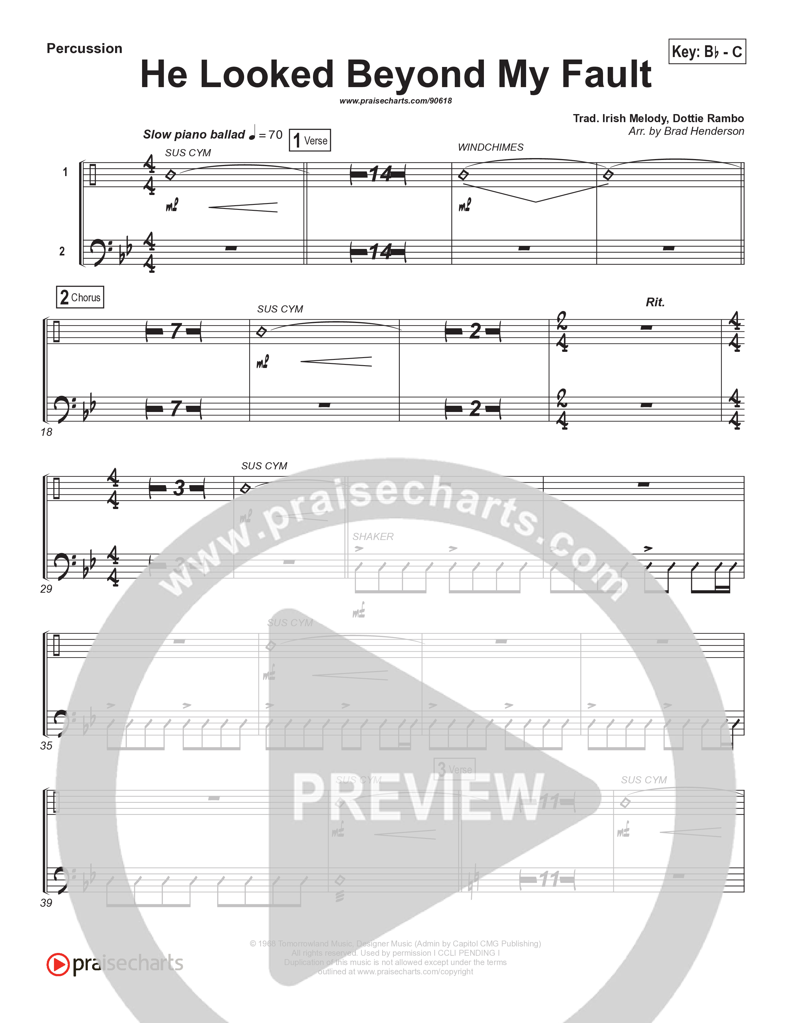 He Looked Beyond My Fault And Saw My Need (Instrumental) Percussion (Brad Henderson)