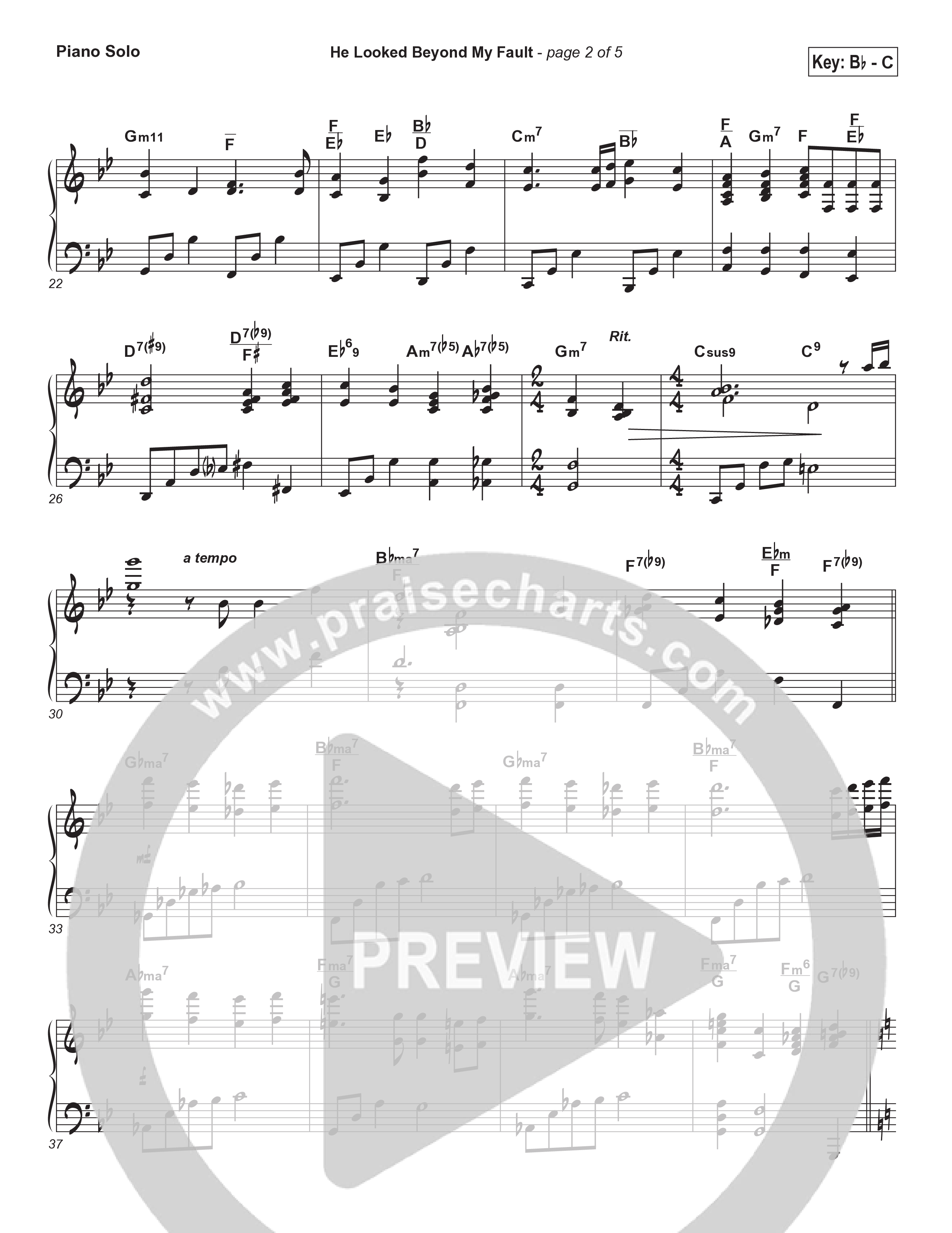 He Looked Beyond My Fault And Saw My Need (Instrumental) Piano Sheet (Brad Henderson)