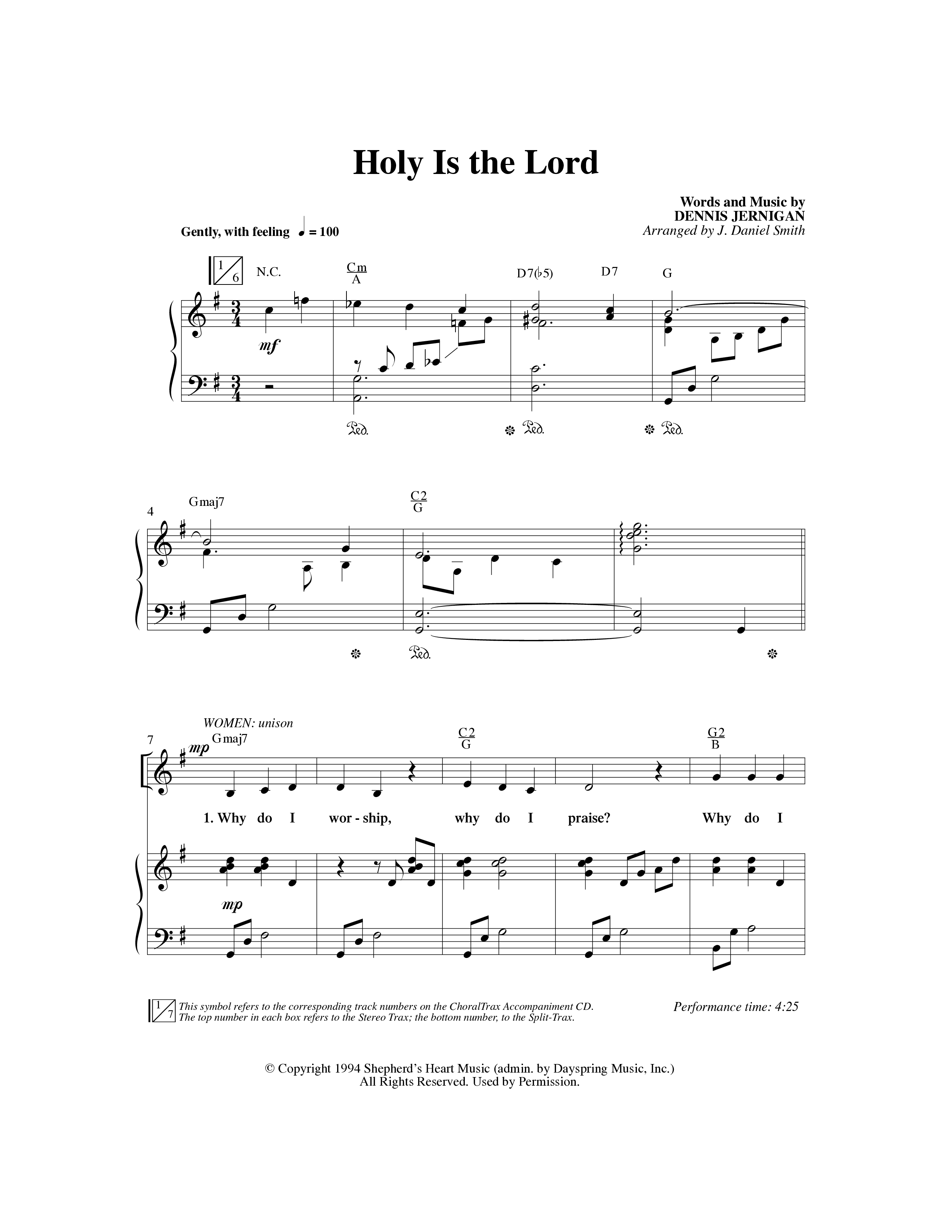 Holy Is The Lord (Choral Anthem SATB) Anthem (SATB/Piano) (Word Music Choral / Arr. J. Daniel Smith)